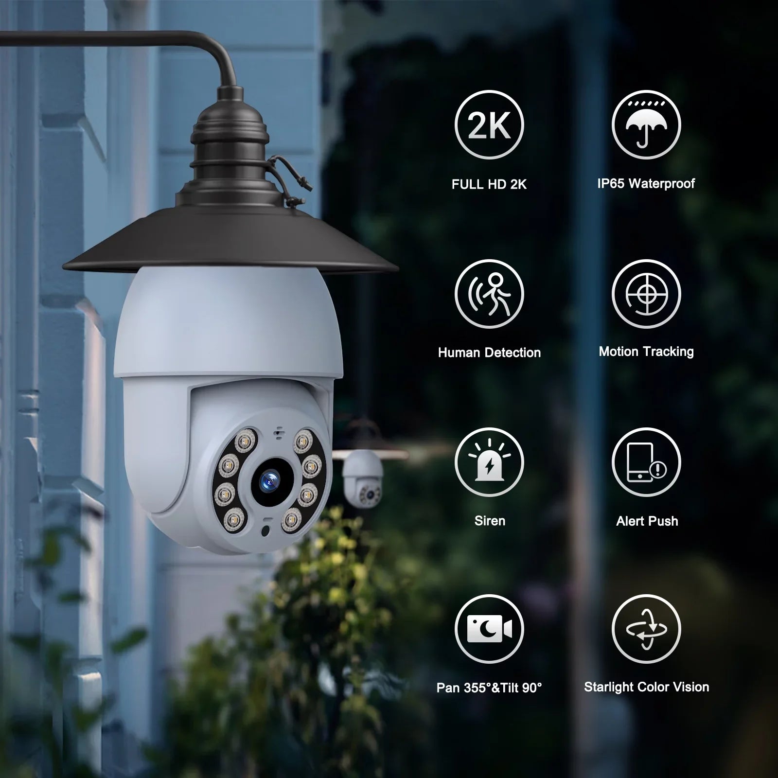 Indoor Light Dome Toguard WiFi Camera Security 2 Surveillance Packs Wireless Bulb SC30 PTZ 2K/4MP Outdoor Camera