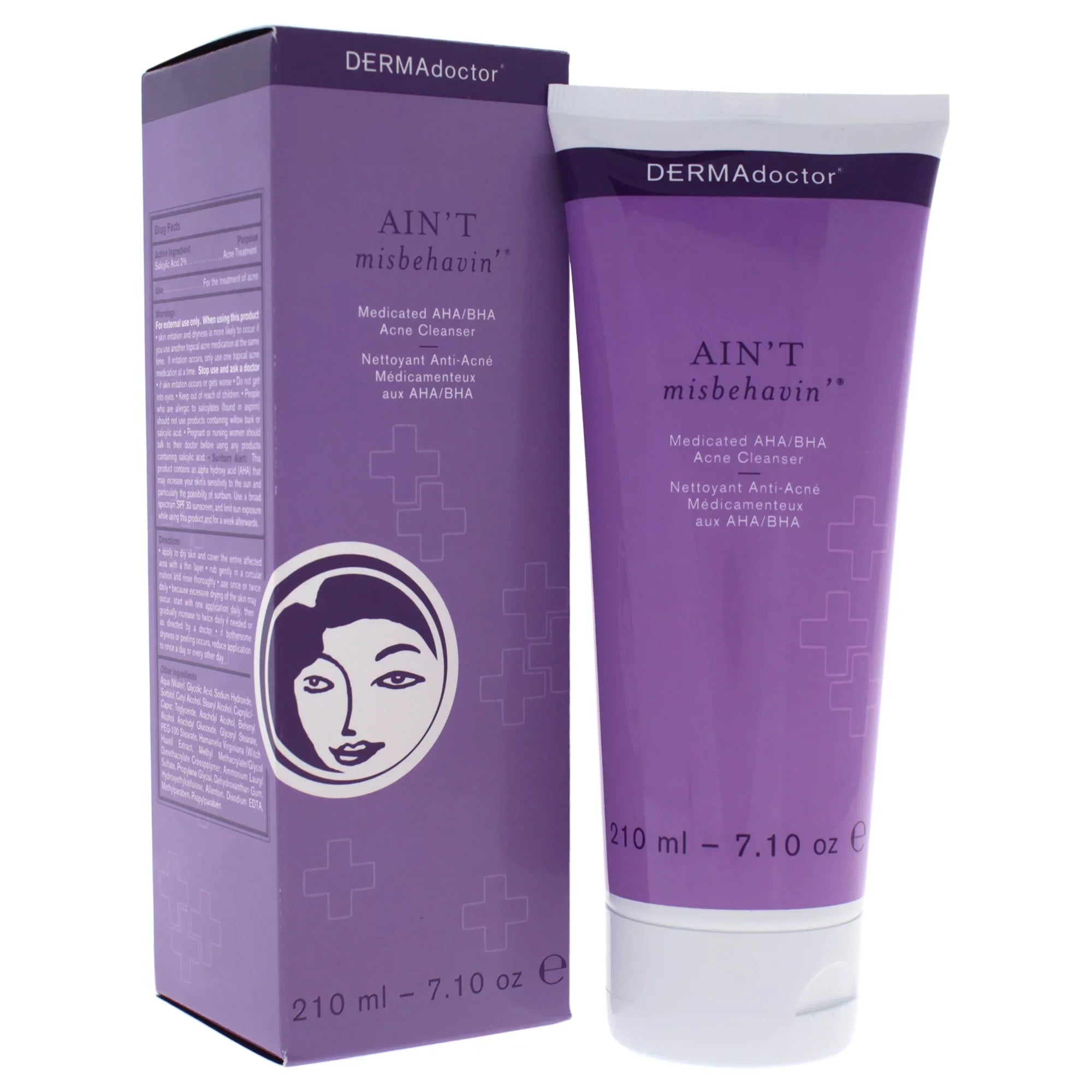 Cleanser, Oz Acne Prone Skin, Acne 7.1 DERMAdoctor Aint for Medicated Misbehavin Wash Face AHA/BHA