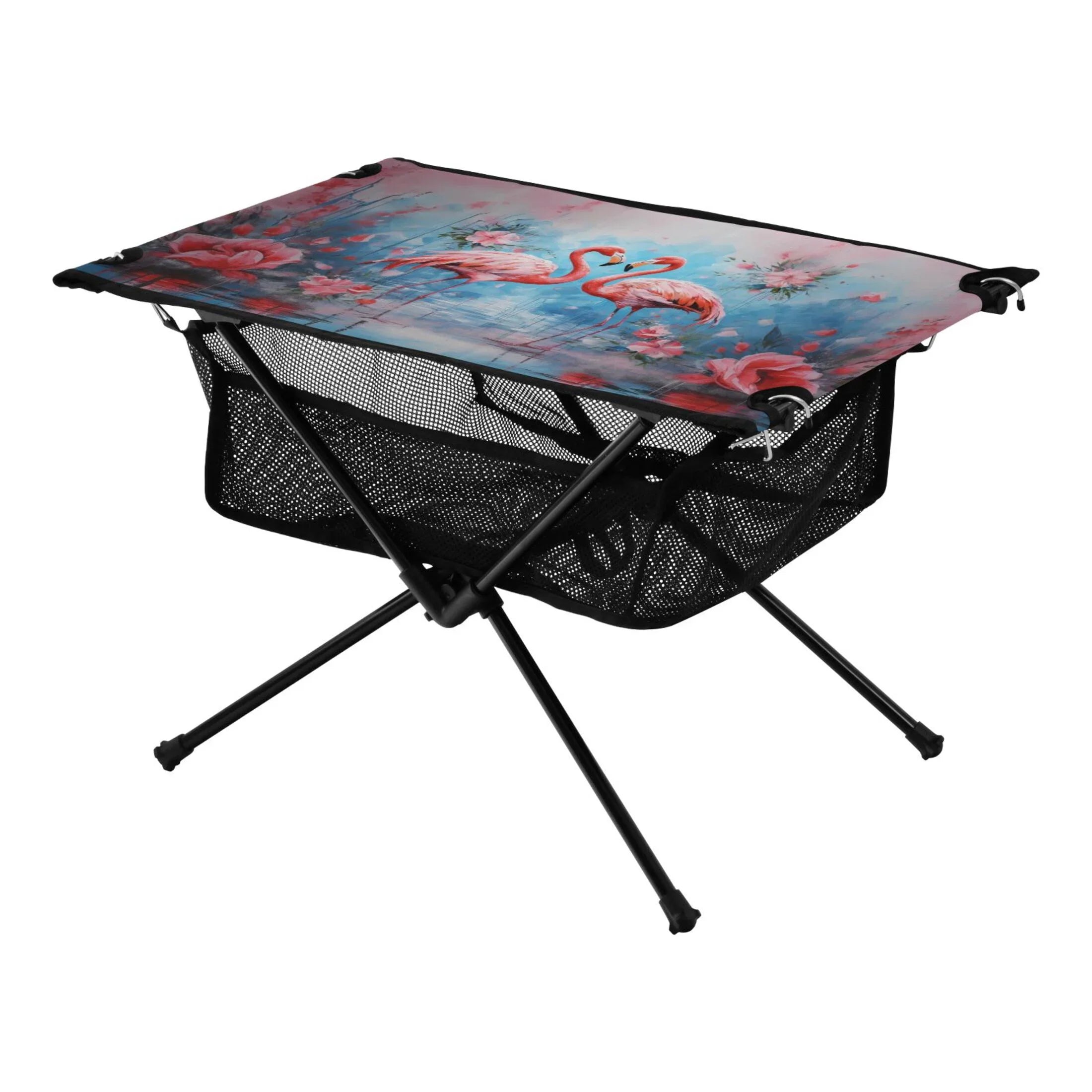 BBQ Flowers Beach Fishing Outdoor Hiking and for Table Flamingos Foldable Table Storage Picnic Bag Camping Table with Compact Portable