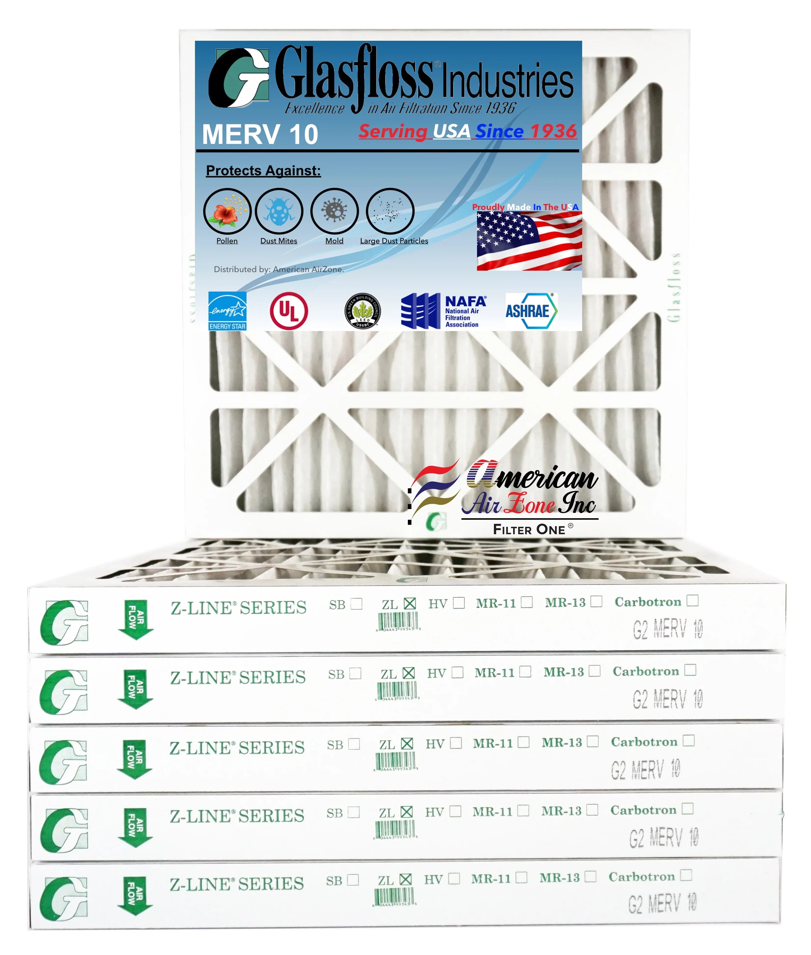 Air - - Office Glasfloss Home (Pack of HVAC 16x16x2 - - Made Filter AC or 6) 10 In USA. - Filter Furnace 2" - Filter Air Air or MERV The Pleated