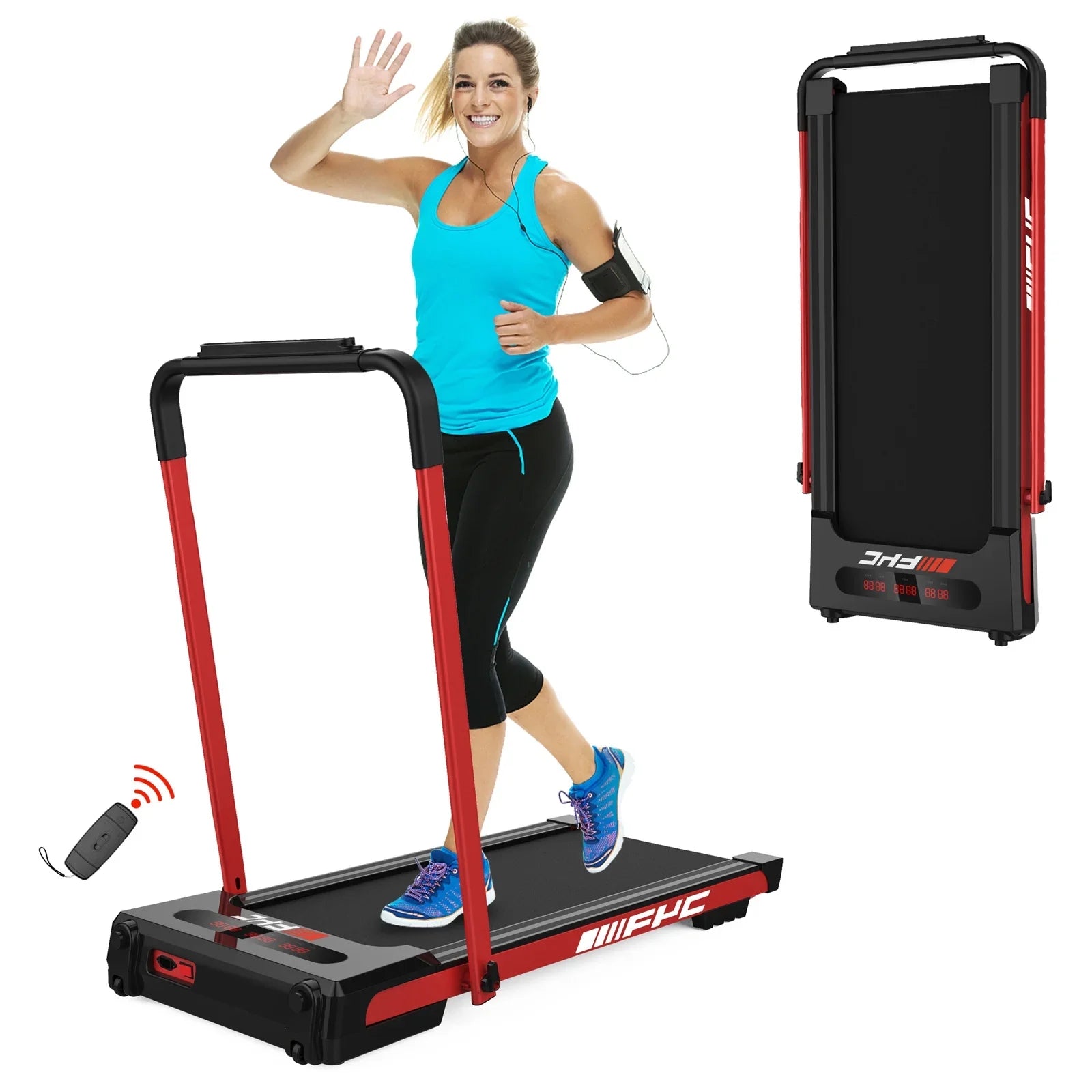 Desk & Treadmill Running Control 2 Running in Compact Walking Home, 1 LED Machine, Display Jogging Under for Installation-Free Foldable Treadmill Remote Electric