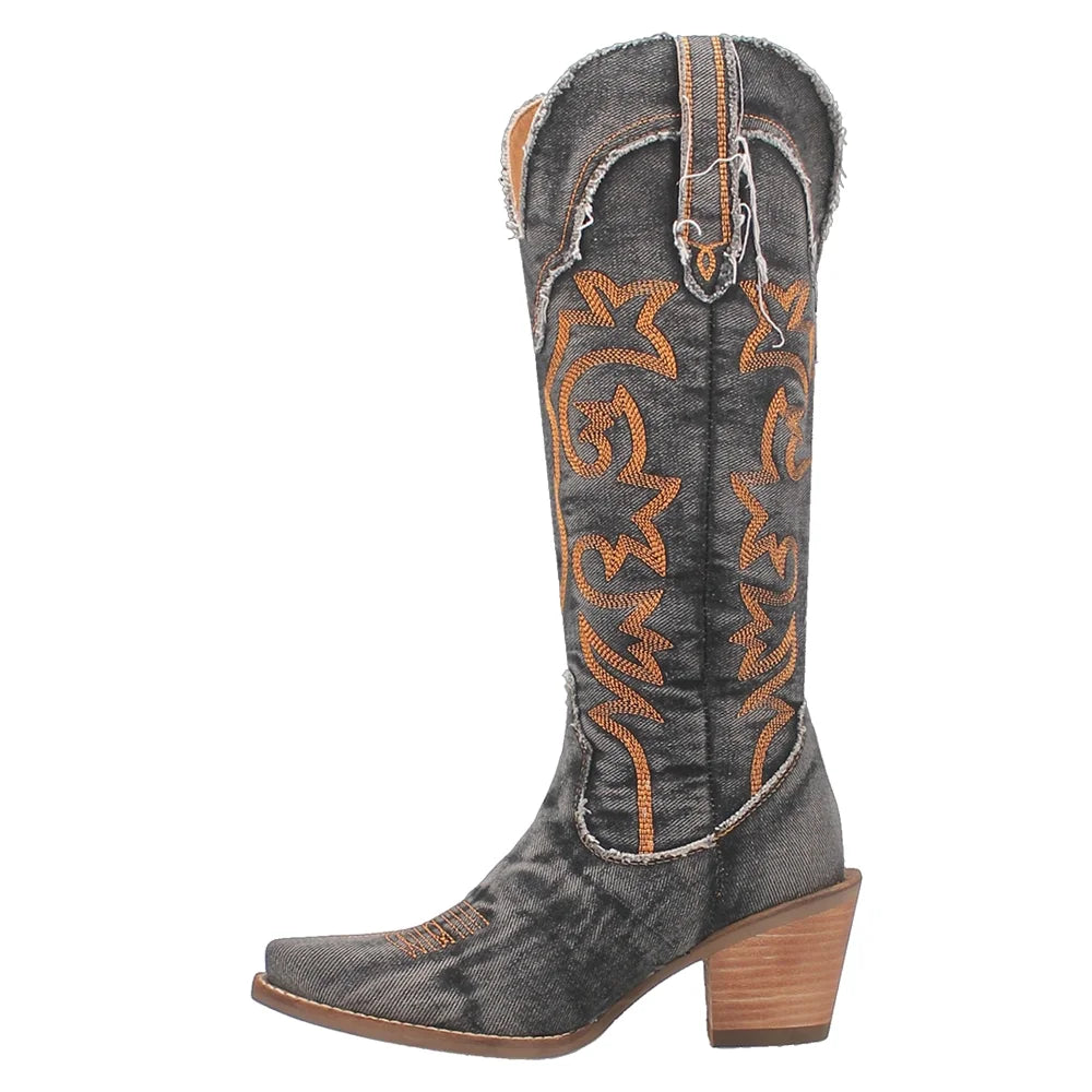 Heel 2-3" Boots Toe Knee Dingo Mid Snip Tornado Texas Casual Womens High
