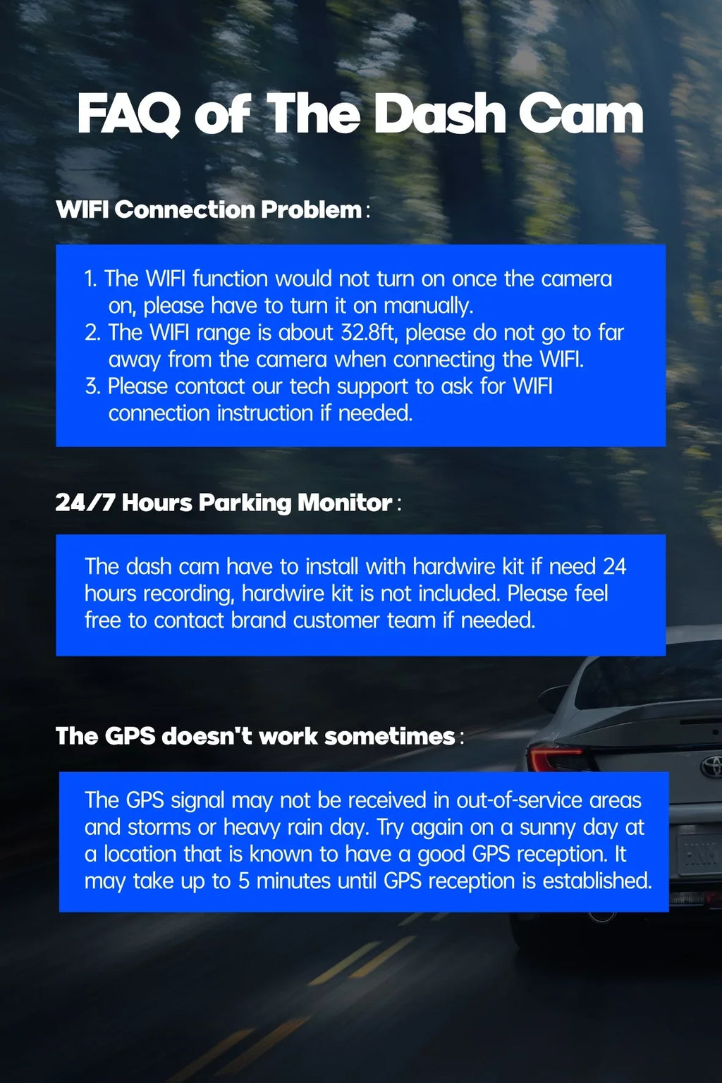 Loop Parking Rear Car TOGUARD IR Vision, GPS, Camera Cam Monitor, Night Dash Detection 3 G-sensor, Motion and Front 4K Dash Camera Recording, Rear with Channel Inside Front