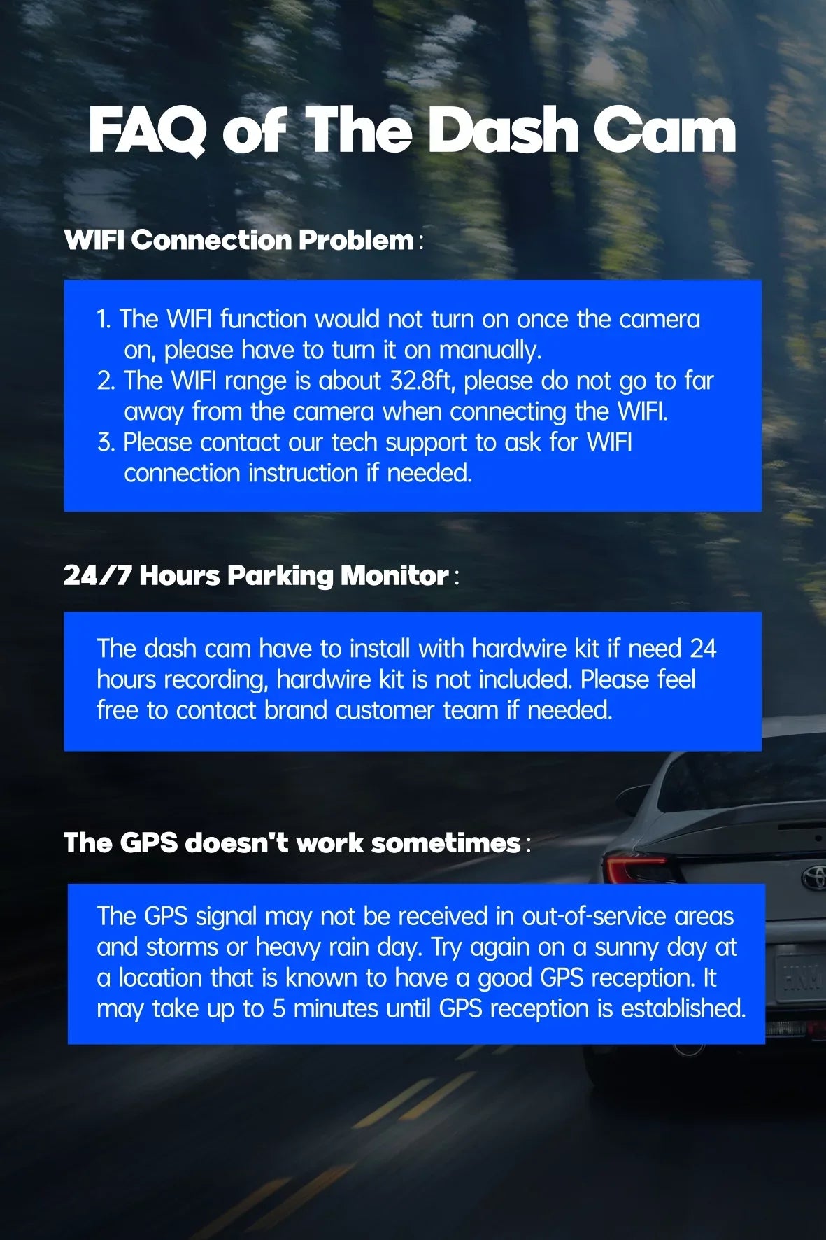 Loop Parking Rear Car TOGUARD IR Vision, GPS, Camera Cam Monitor, Night Dash Detection 3 G-sensor, Motion and Front 4K Dash Camera Recording, Rear with Channel Inside Front