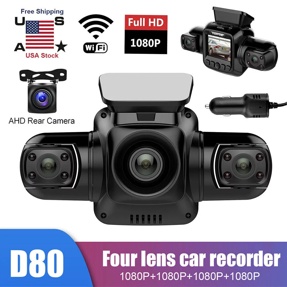 Vision and Left, HD Rear Channel Front, Rear, 3 Night Cam Driving Recorder Front and Car Inside, Cameras Right Dash 360¡ãPanoramic