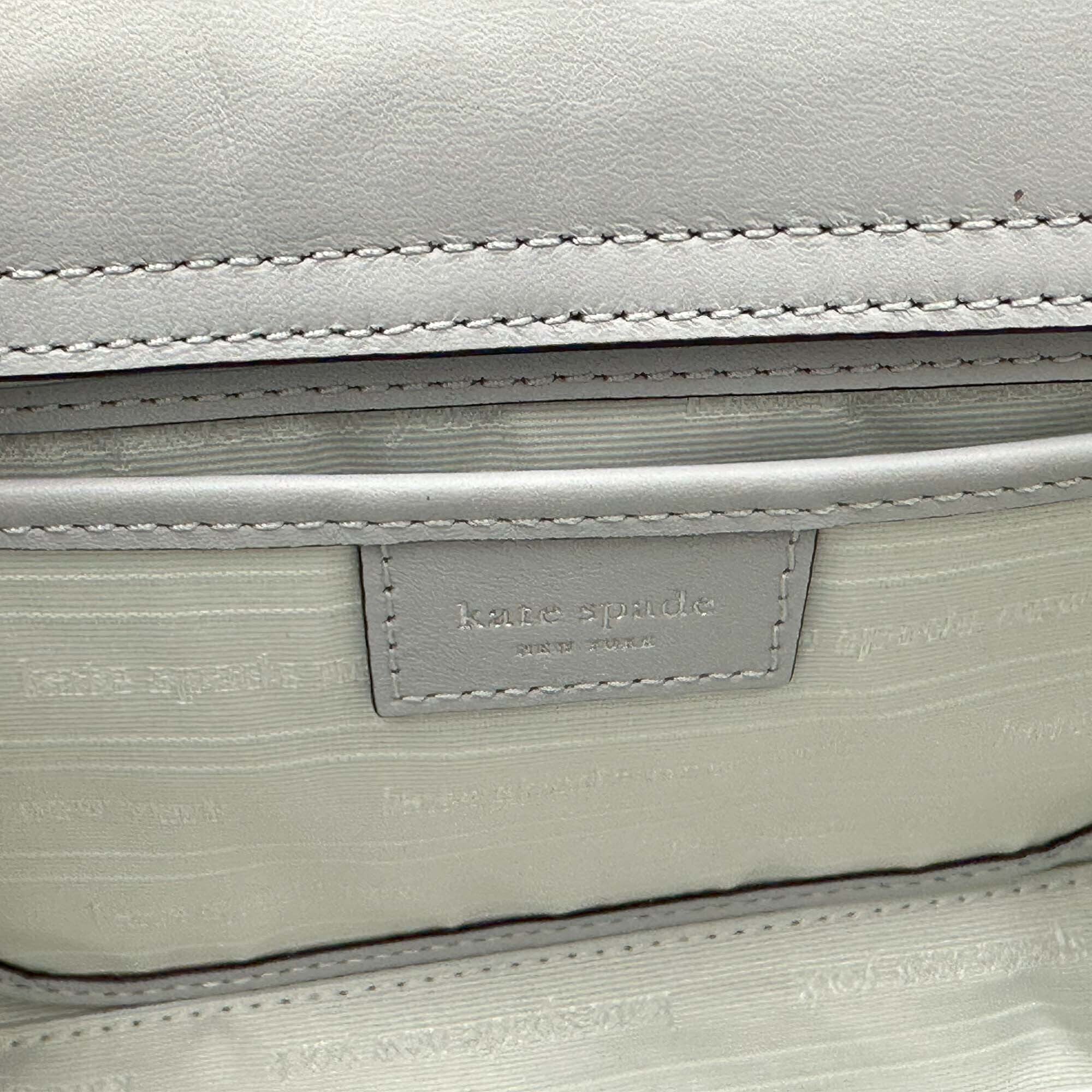 Tote Crystal Platinum Grey Sam - Spade Fabric Mini Icon Kate Embellished