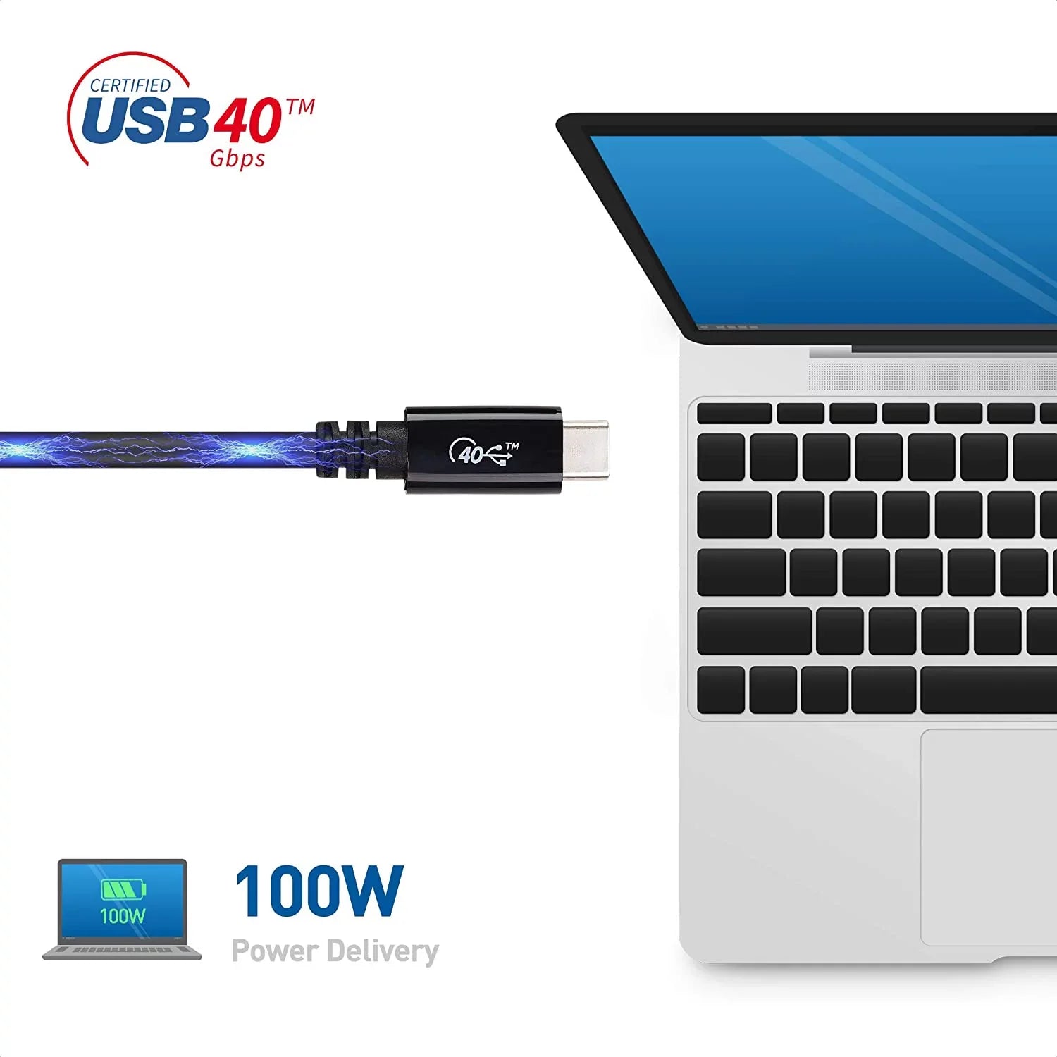 for Video with 2.6 with USB4 Compatible Support, 4 MacBook, XPS, Thunderbolt Data, ft Charging, Cable 8K Cable C USB More Pro 3, and 100W [USB-IF Surface and Certified] Matters 40Gbps Thunderbolt DELL