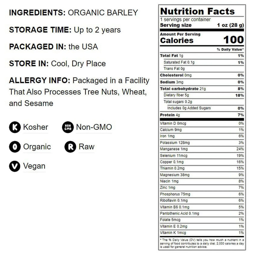 Food Kosher, Hulled Bulk Pounds Product Grain, ¨C Organic Raw, 2 Non-GMO, by Barley, ¨C the to of Live USA