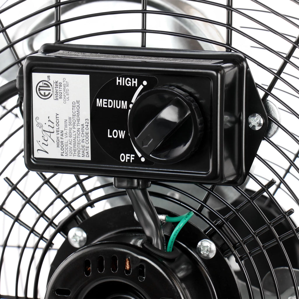 Twin Vie 14 Industrial with Duty Air Floor Inch Fan Settings Pack High Speed Heavy 3 Metal Velocity