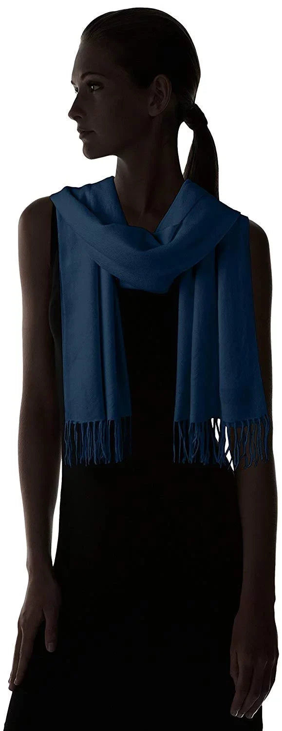 Soft Size One Scarf, Cashmere Fiorentina Twill La Women's Navy,