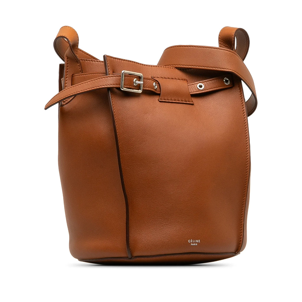 (Good) Bag DrawstringBag Unisex Bag Celine Calf Bucket Bucket Pre-Owned Big Brown Leather Authenticated