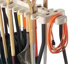Light 30 Tool Garden Wheels Storage with Lawn and Rack for Taupe Steel Tools, Suncast