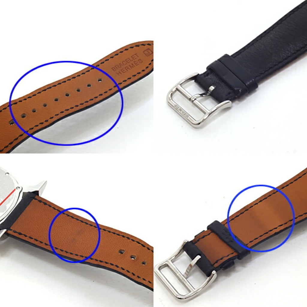 Pre-Owned Silver Quartz Engraved Dial HR1.710 Finished (Good) Men's H Watch HERMES Rondo ¡õJ