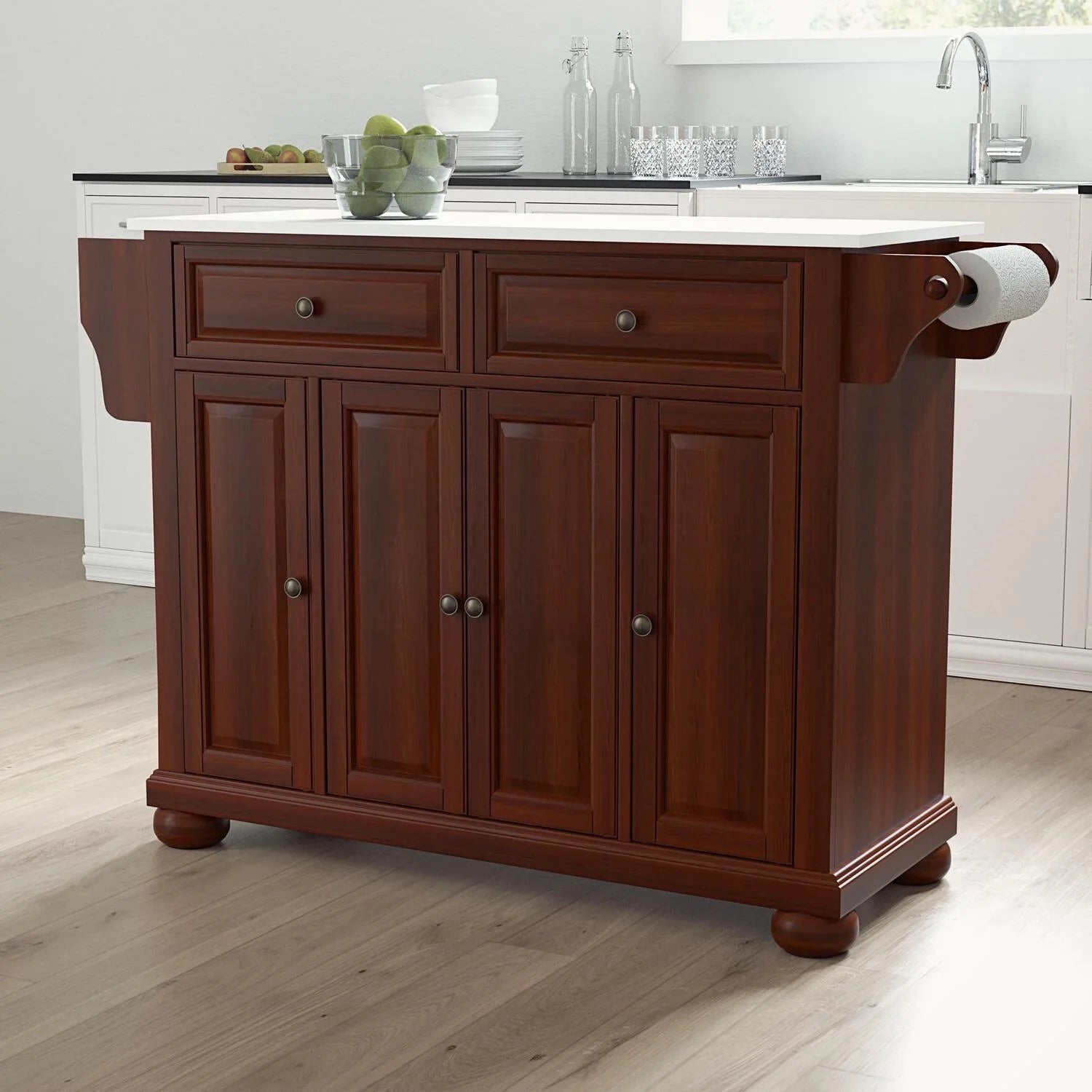 Country Kitchen Cottage Full Top Stone Size Maykoosh Black/White Island/Cart