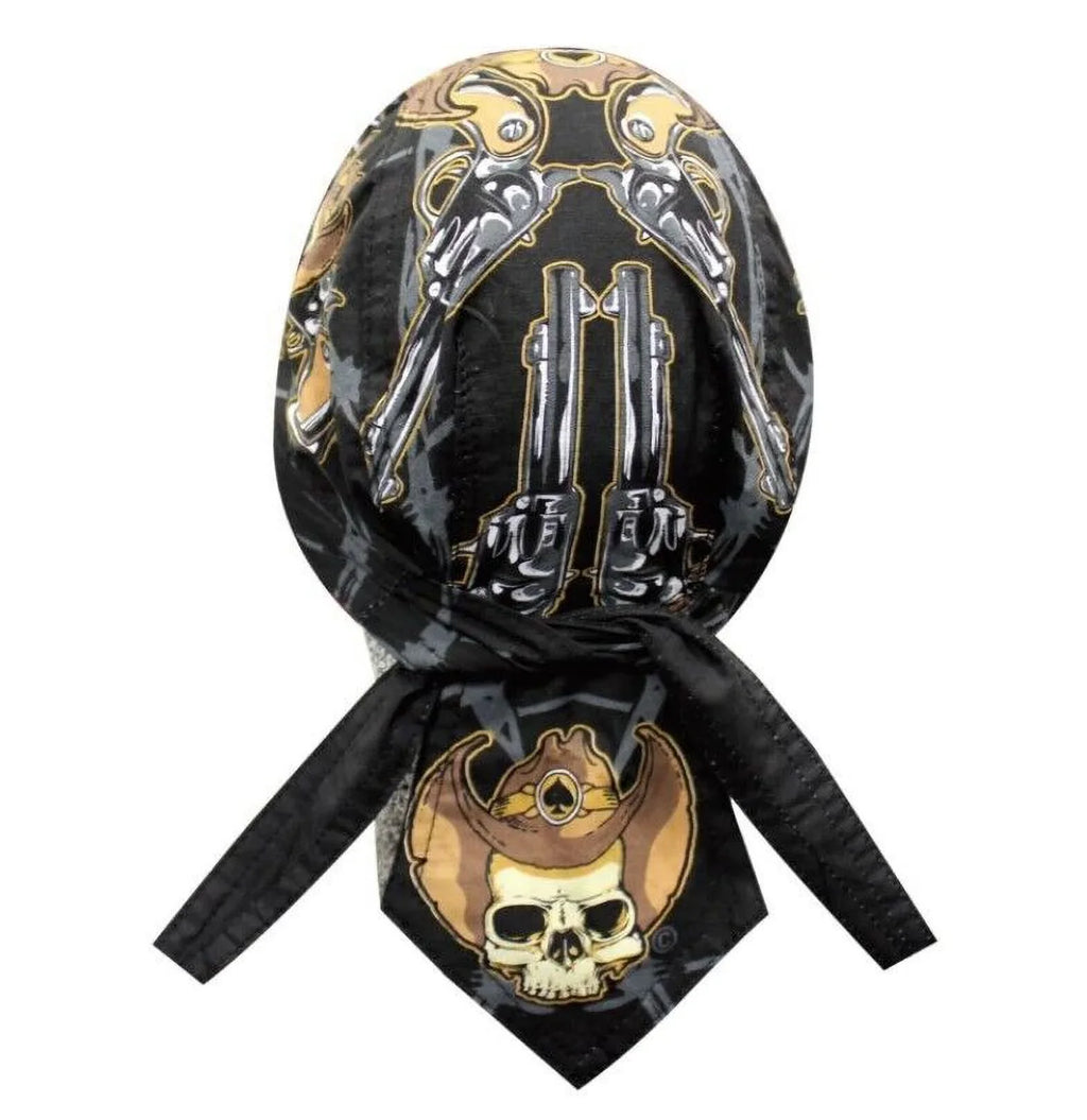 Rag Deluxe Headwrap Danbanna DuRag Doo Biker Bandana Desperado Skull Western Cap