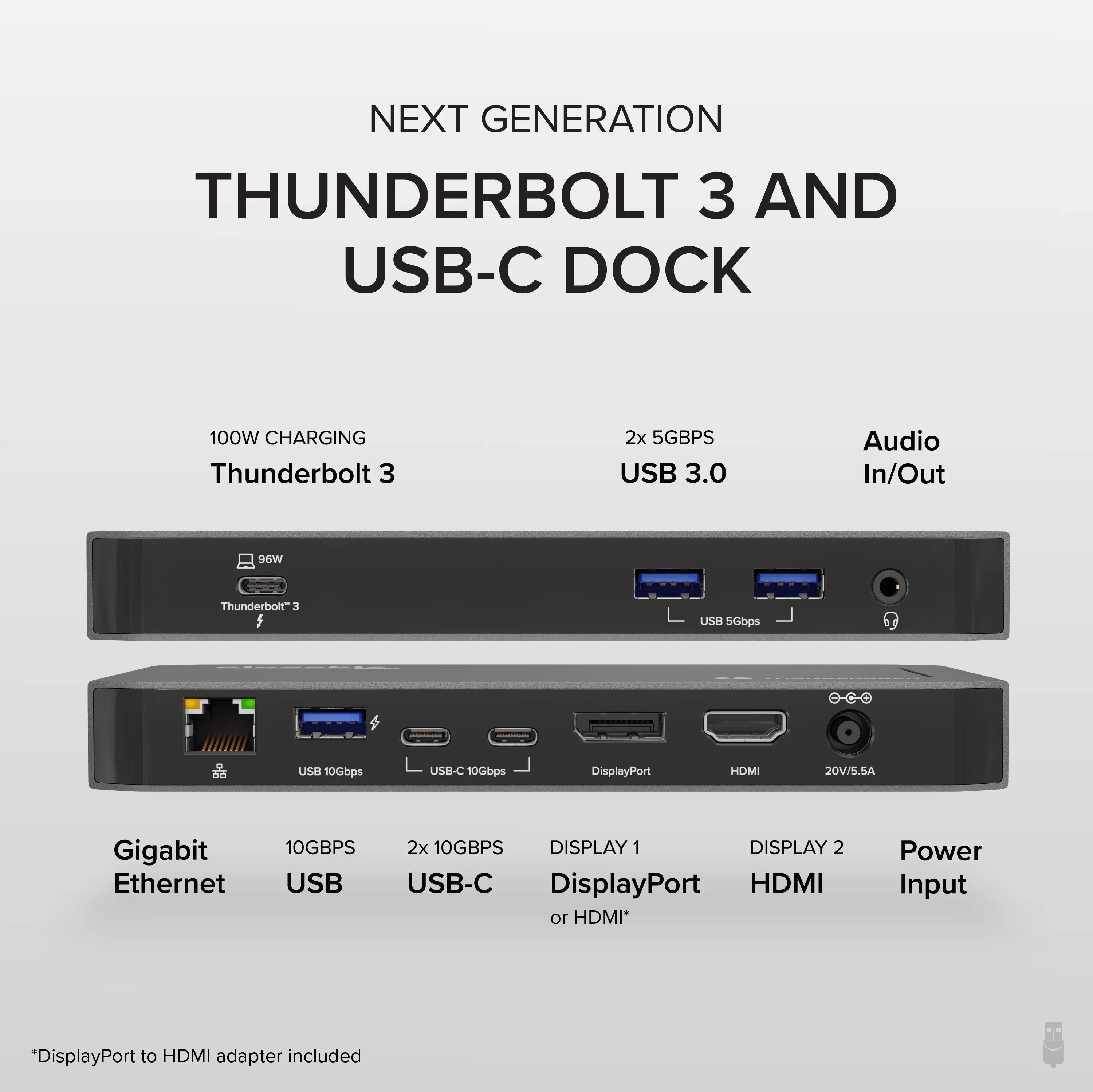 and Windows Charging, and Laptops, HDMI, Mac with Jack and Thunderbolt Ethernet, 3.0, Gigabit 96W USB-C 2x Compatible Plugable 3x 40Gbps USB-C, USB Dock Audio - DisplayPort with