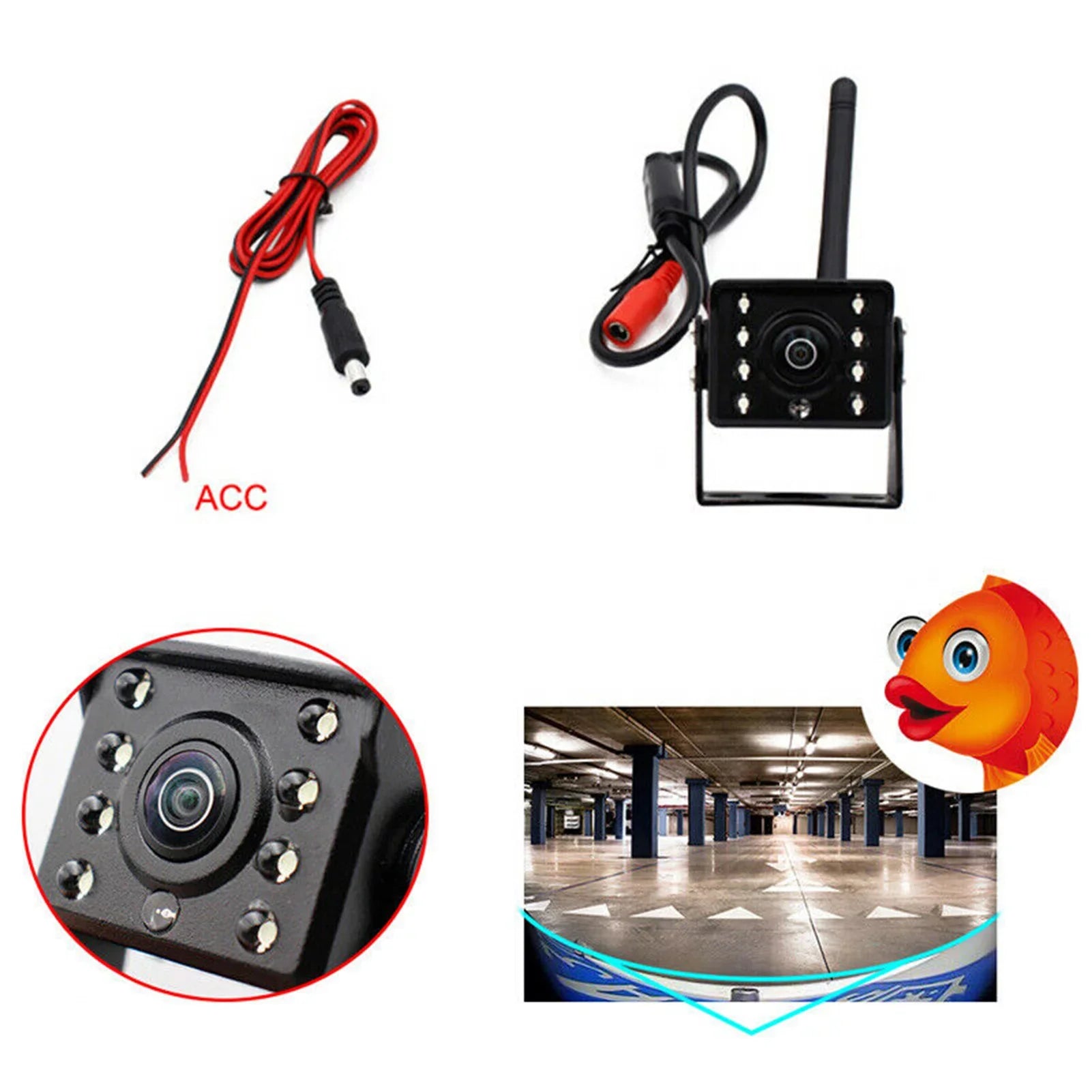 View Vision Waterproof Anself IP67 WiFi HD Reverse Bus Camera, Automobile Monitor ~36V Night Car Backup Truck Camera Wireless Reversing Rear Wireless LED