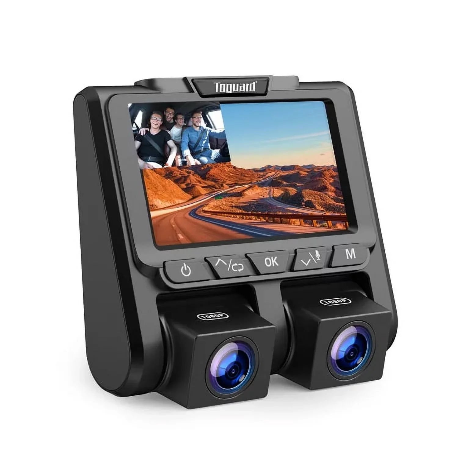 TOGUARD Camera Front Cam Parking LCD Car Inside Dual Loop and Dash 1080P G-Sensor, Vision 3" Screen Recording with Camera Monitor, Night IR Dash