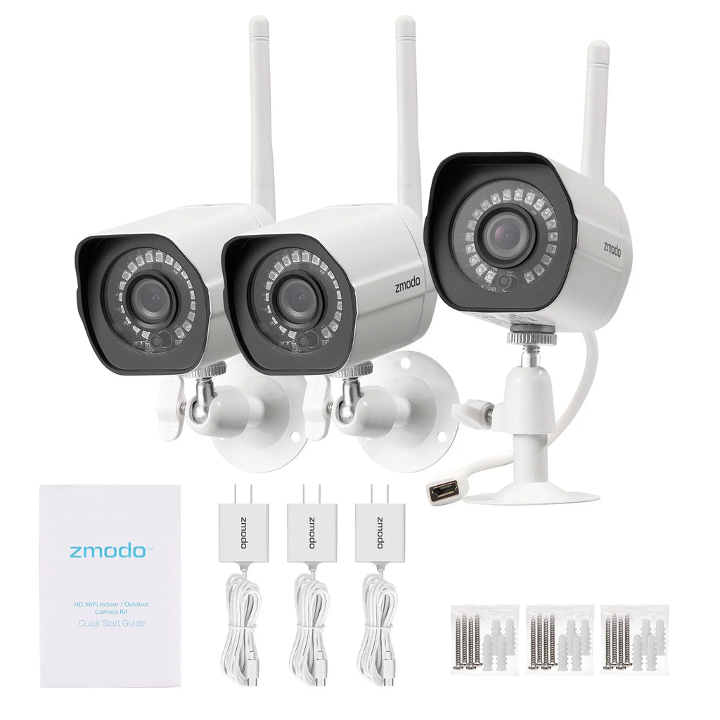 '- Pack) (Supports 2.4Ghz Vision IP Camera (3 WiFi) System Cameras Only HD Full with Smart Assistant Night Google Wireless Security WiFi Zmodo Outdoor Works with