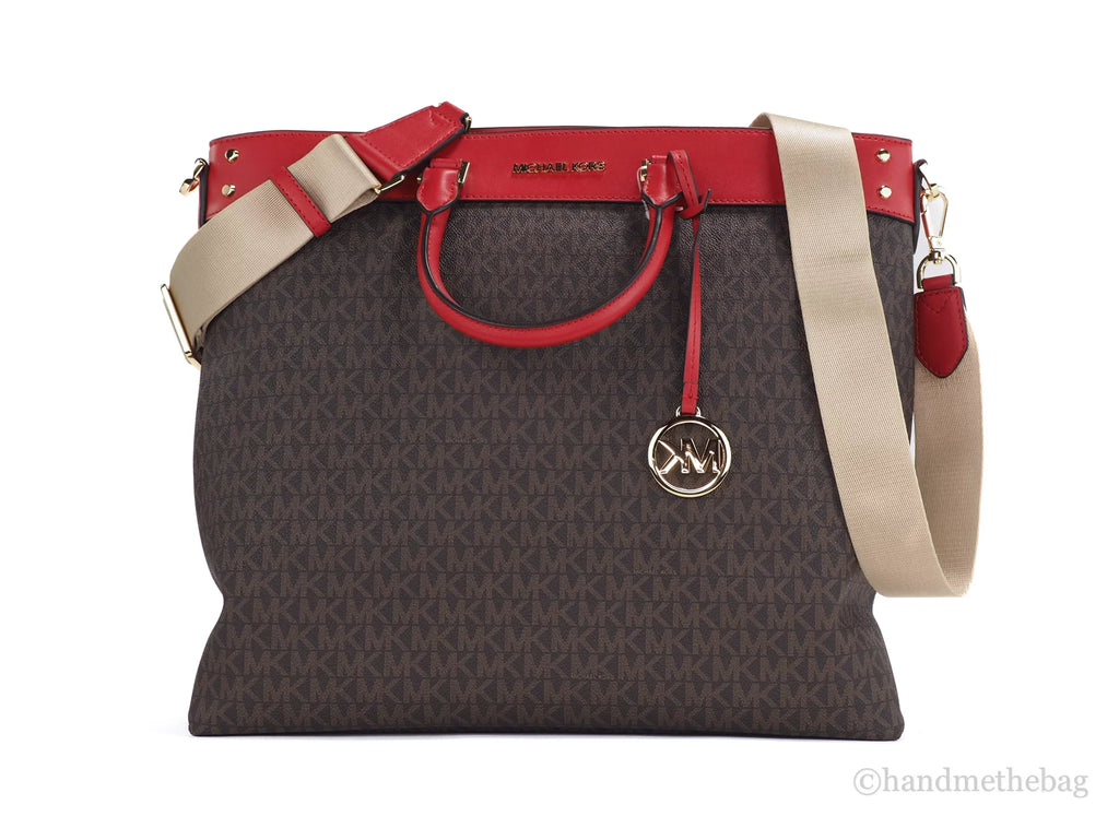 Zip Tote Handbag Kors Signature Michael Large Travel Pvc Top South Flame North