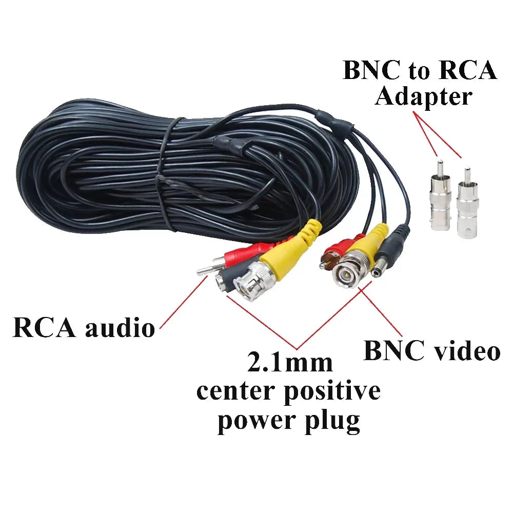 Camera RCA 4CH 50ft for Camera Wire Video VideoSecu Audio Security b4k Surveillance Cord 4x BNC 12V with Connector Power DC Power CCTV Cable