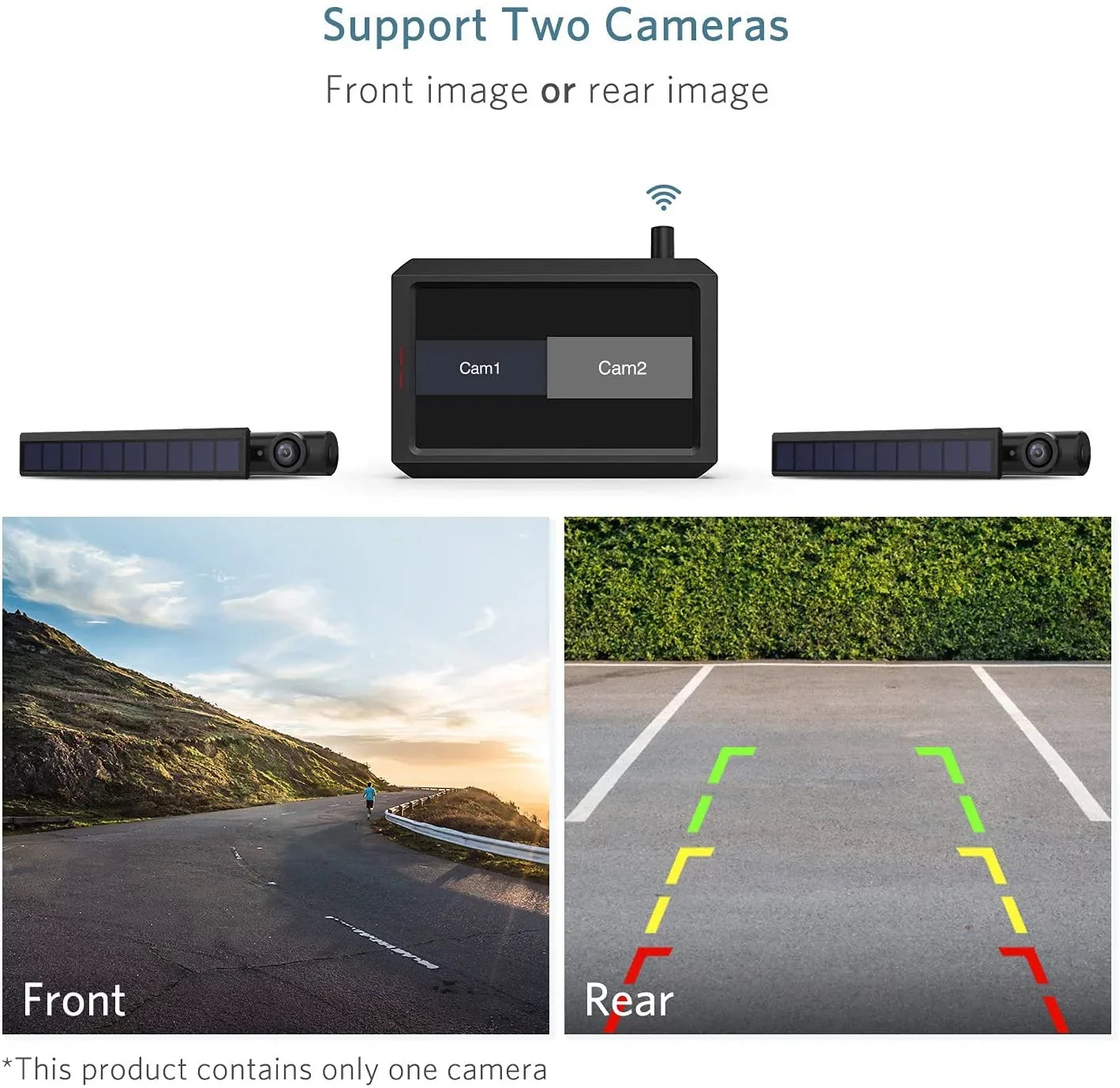 Back Truck, 2 Systems 5" Camera SunGo2 for Installation, for Camera Car/Trailer/Pickup/Mini Backup True Wireless Supports Solar Reverse Monitor Up for DIY Wireless RV Camera HD