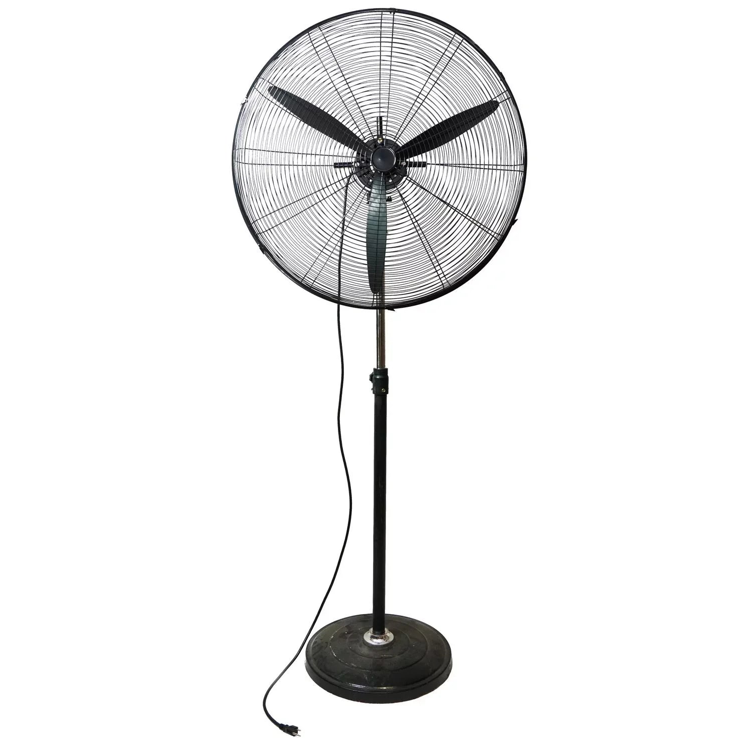 3-Speed Height Pedestal 30" Jet Adjustable Black Industrial Oscillating Fan