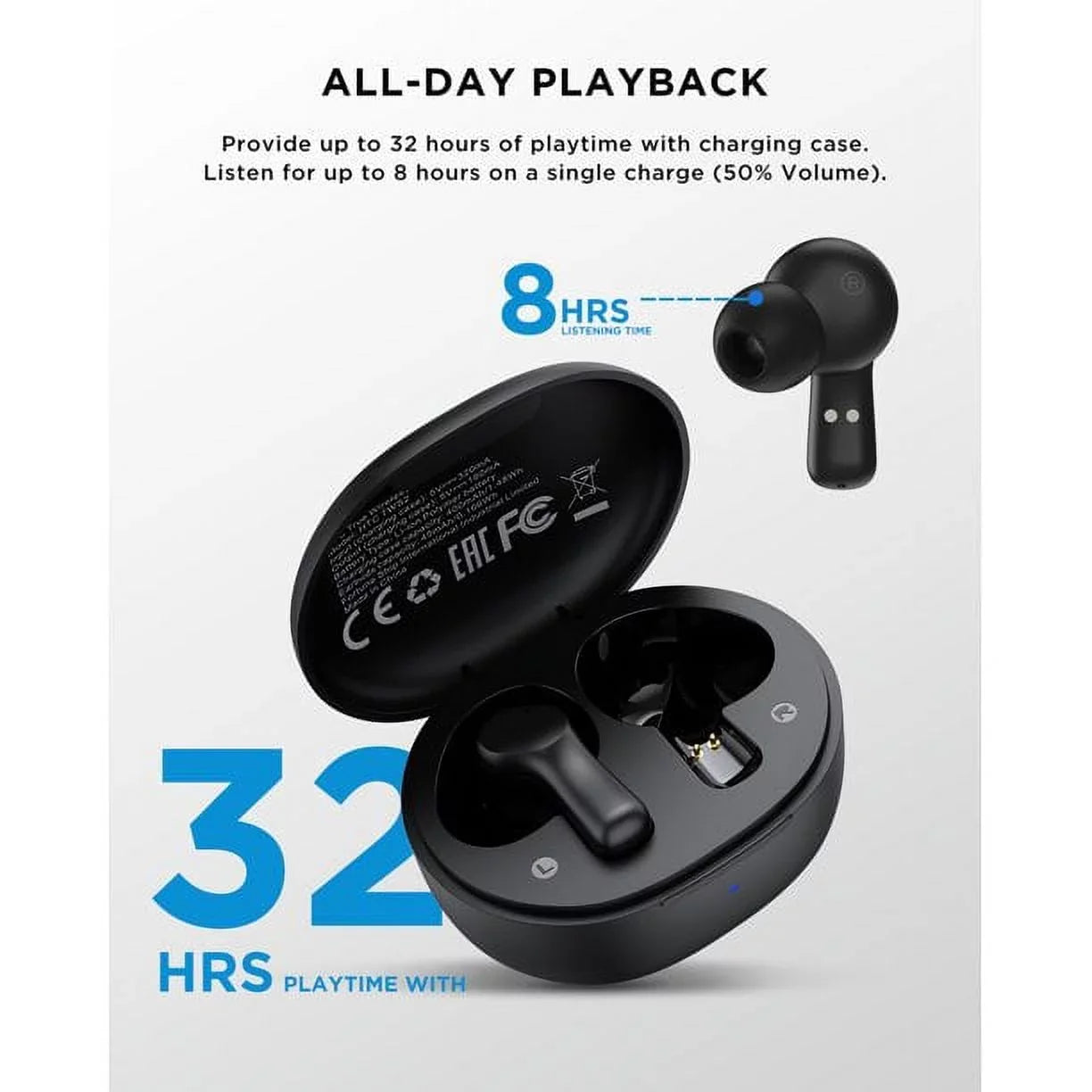 Wireless 5.1 ANC Earbuds Earphones,Black Earbuds Bluetooth Microphone, Bluetooth with True Sport Earbuds Headphones HTC Wireless Android