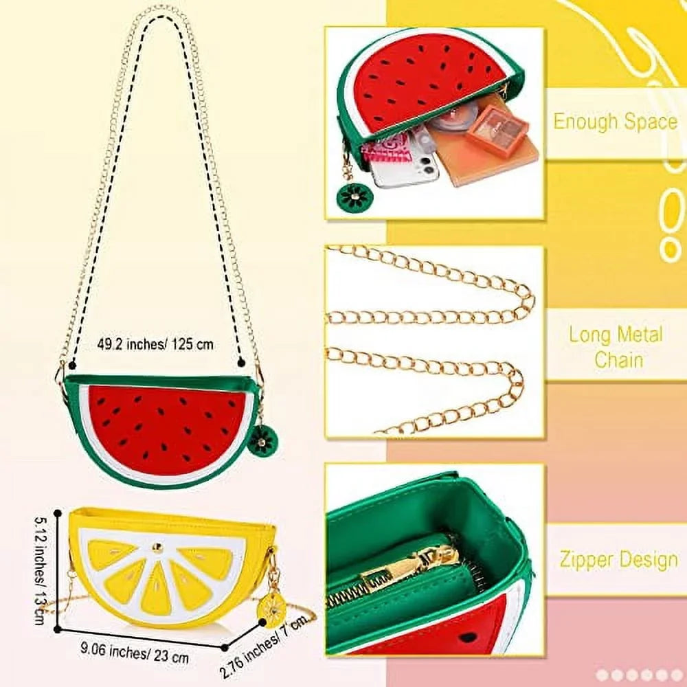 for Bag Strawberry Crossbody Purse Purse Fruit Bag Shoulder Gift Shape Lemon Wallet 4 Bag Watermelon Novelty Girl Set Mini Cute of Women Shoulder Fruit Bag Shoulder Pineapple