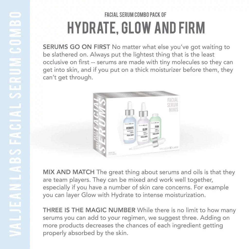 '- Bottles and Cruelty Paraben Labs Ingredients - Targeted Combo of Free, Glow, Pack Facial Serum, 1oz Supercharged, Firm Skincare Valjean Hydrate, Free,