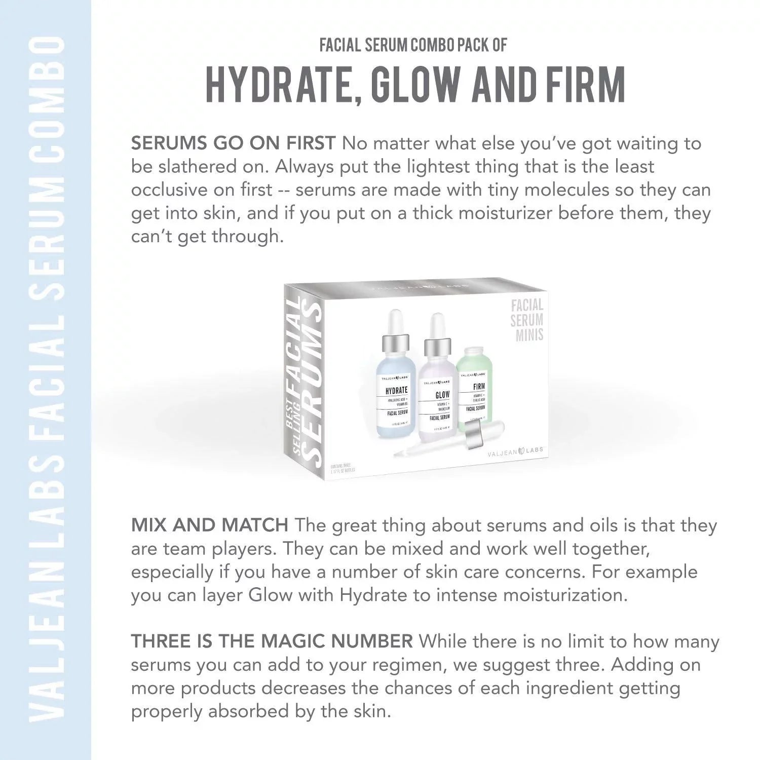 '- Bottles and Cruelty Paraben Labs Ingredients - Targeted Combo of Free, Glow, Pack Facial Serum, 1oz Supercharged, Firm Skincare Valjean Hydrate, Free,