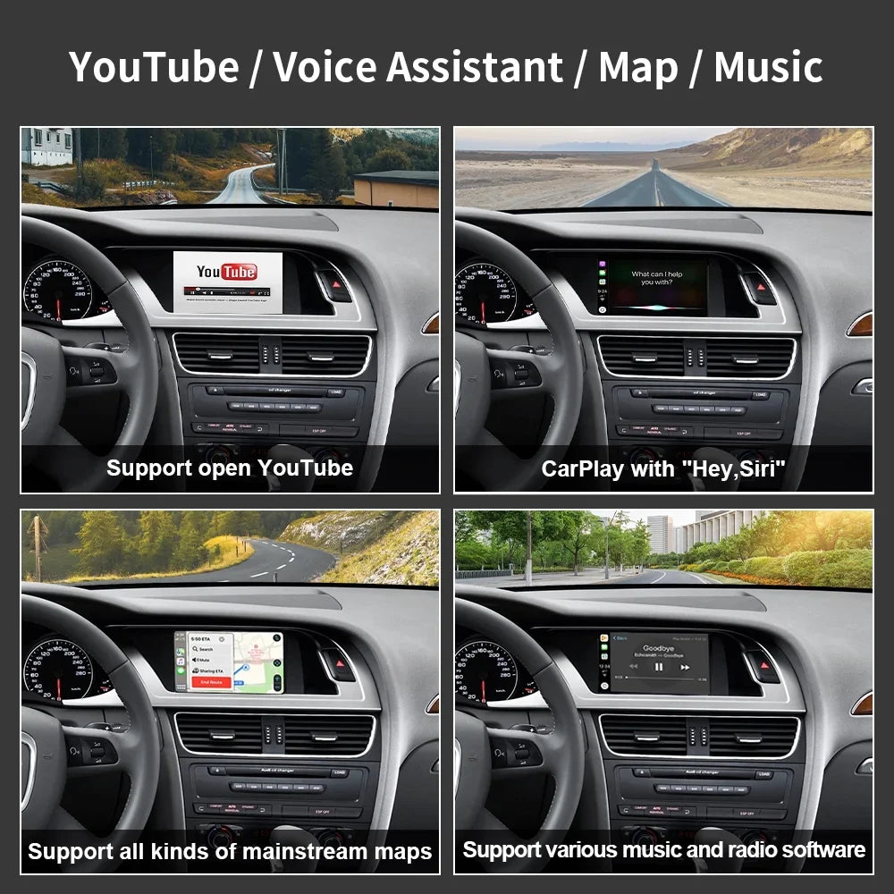 for 2008-2015 Retrofit RS4 Audi Q5 Kit,Mirrorlink,Siri,Navigation,YouTube,Original Wireless 3GMMI Ninetom A4 Support Auto Carplay Control,Camera Android A5 S5 S4 System,Carplay RS5