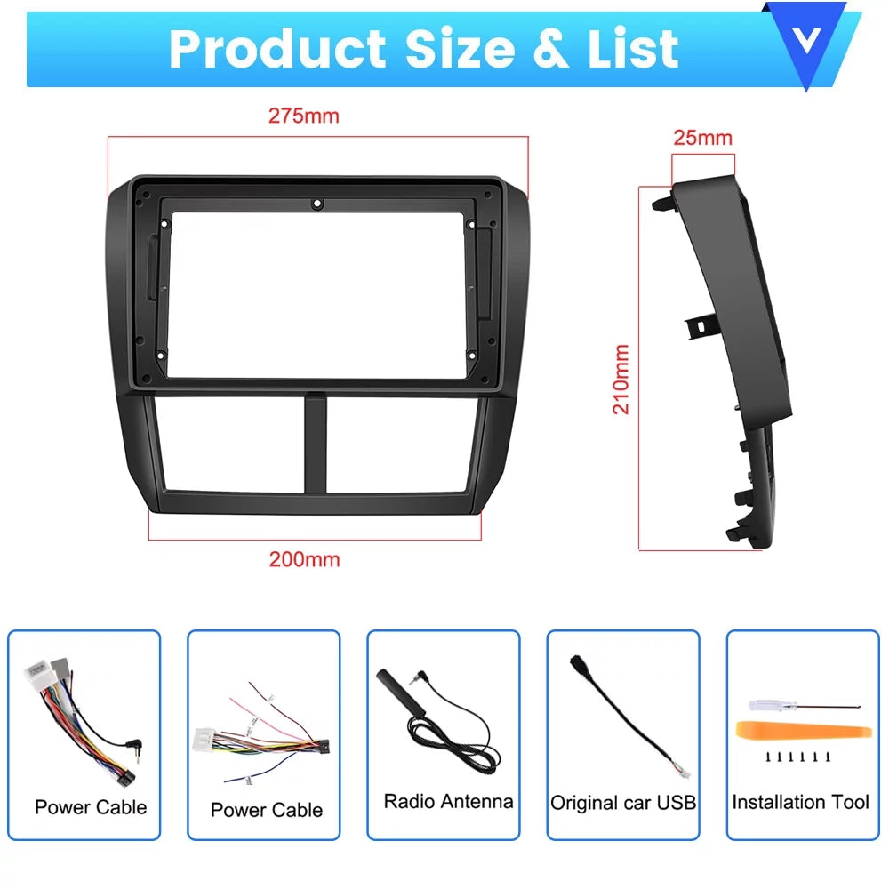 Stereo Wireless Hifi, 13 Backup 9'' Carplay Forester Bluetooth AHD 2008-2012 Podofo Camera Android Android Radio WIFI for Subaru 2+64G GPS Auto Touchscreen Car FM