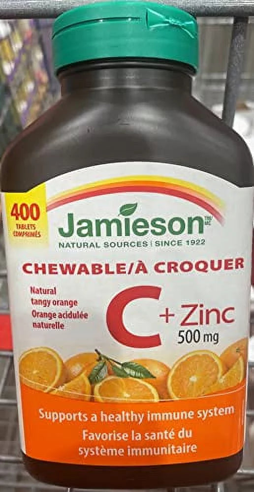 500mg, Natural + Tangy Chewable Tablets 400 C Orange, Zinc Jamieson Vitamin