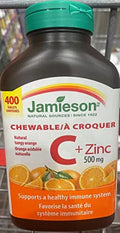 500mg, Natural + Tangy Chewable Tablets 400 C Orange, Zinc Jamieson Vitamin