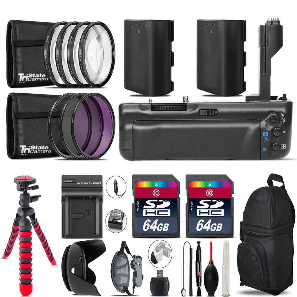 Grip Battries 5DS 128GB Battery 77mm for 5D / + Mark Canon + - III LP-E6 Kit 2x