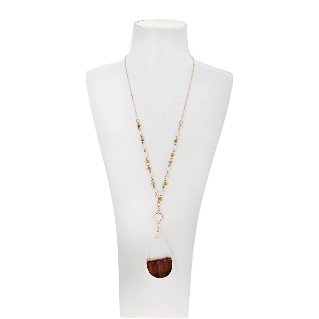 Clear Wood Beaded Box Anniversary | Resin Pendant Wood Boutique Blue Gift Chain Necklace Inc Tenes Women, for