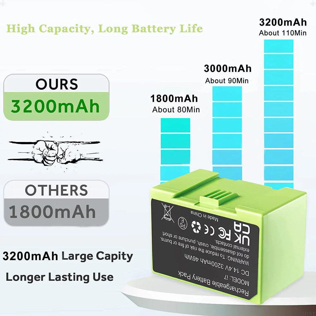 7550 3550 7150 4150 4624864 e5152 i4 i7+ Lithium Roomba e5 i4+ Battery i3 ion Replacement ABL-D1 3150 for Irobot i3+ 3200mAh i7 i7 e5154