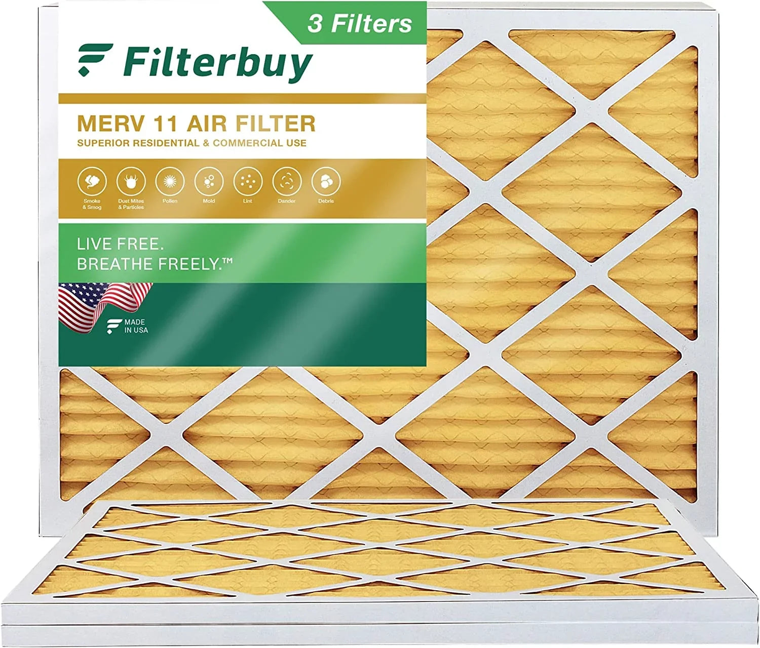 16.38x21.5x1 HVAC 11 Filters (3-Pack) Furnace Filterbuy Pleated Air AC MERV