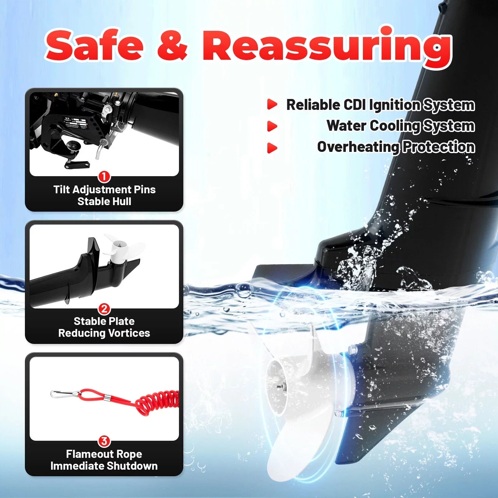 Inflatable Hp Motor Outboard 6 Boat Motor Fishing System 2-Stroke Water CNCEST Cooling Engine