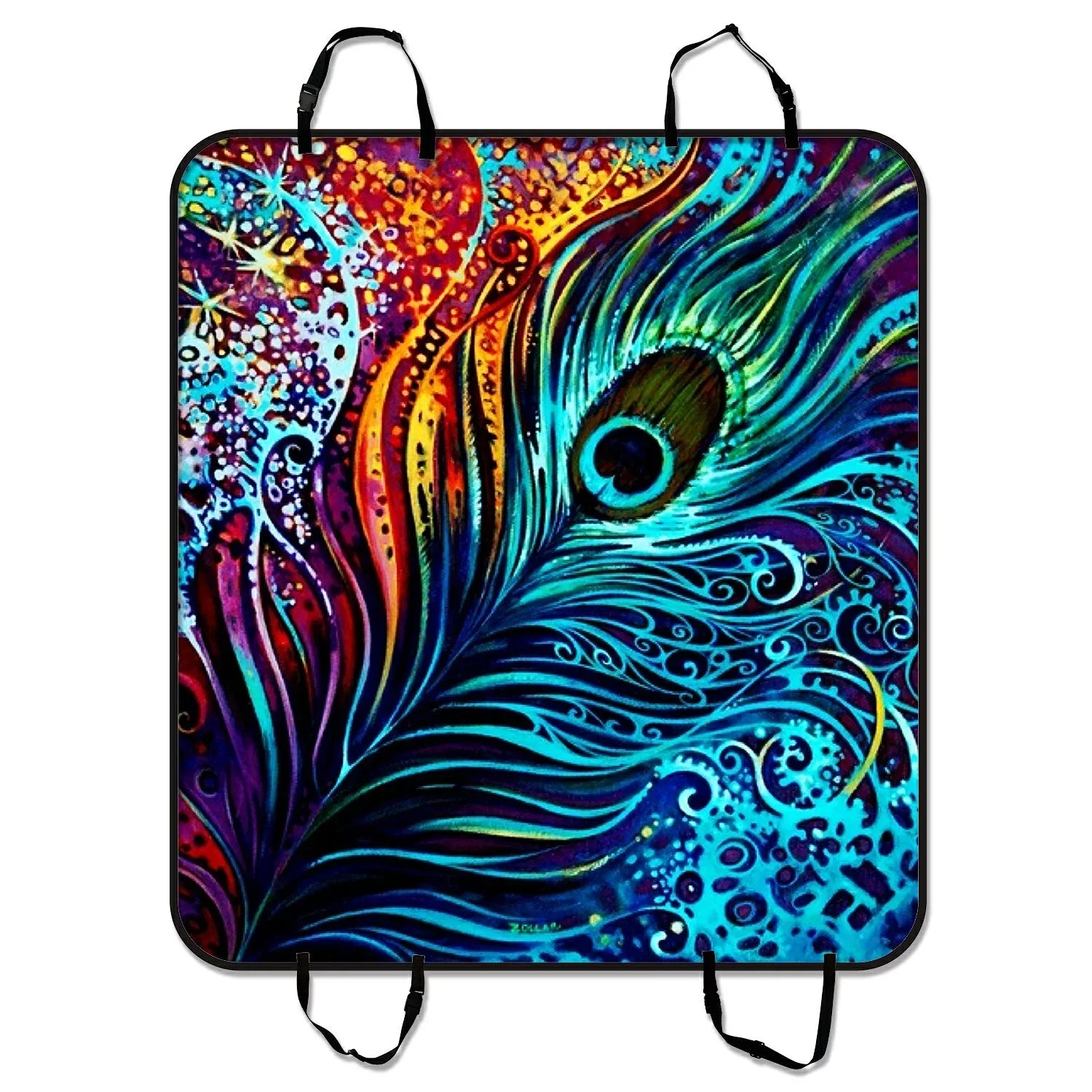 Trucks Peacock Design Cars SUV 54x60 Trunk Mat Hammock Car GCKG and inches Pet Cargo Seat Mat For Seat Colorful Dog Mat Cover Car