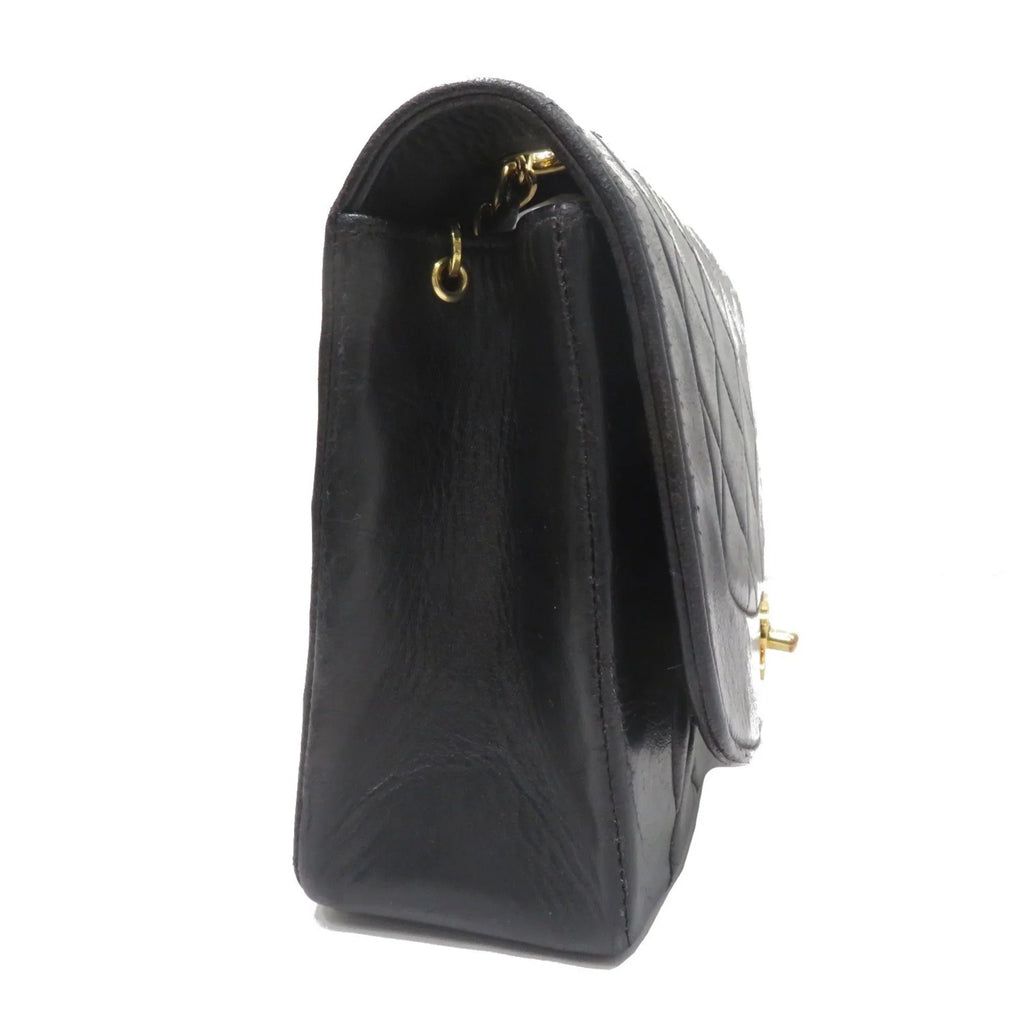Black Lambskin Chain (Fair) Bag CHANEL Diana Women's Pre-Owned Matelasse Shoulder Chanel Men's