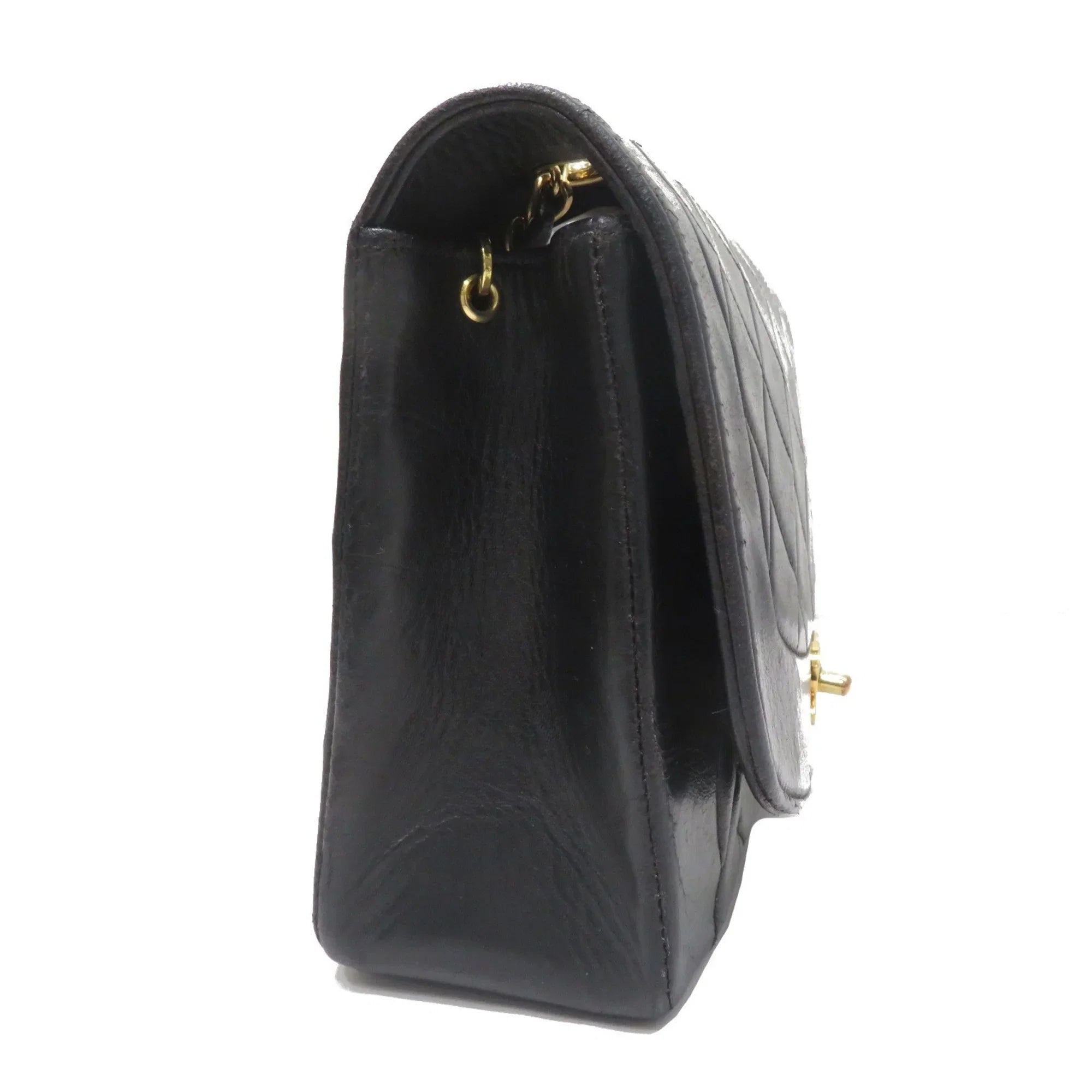 Black Lambskin Chain (Fair) Bag CHANEL Diana Women's Pre-Owned Matelasse Shoulder Chanel Men's