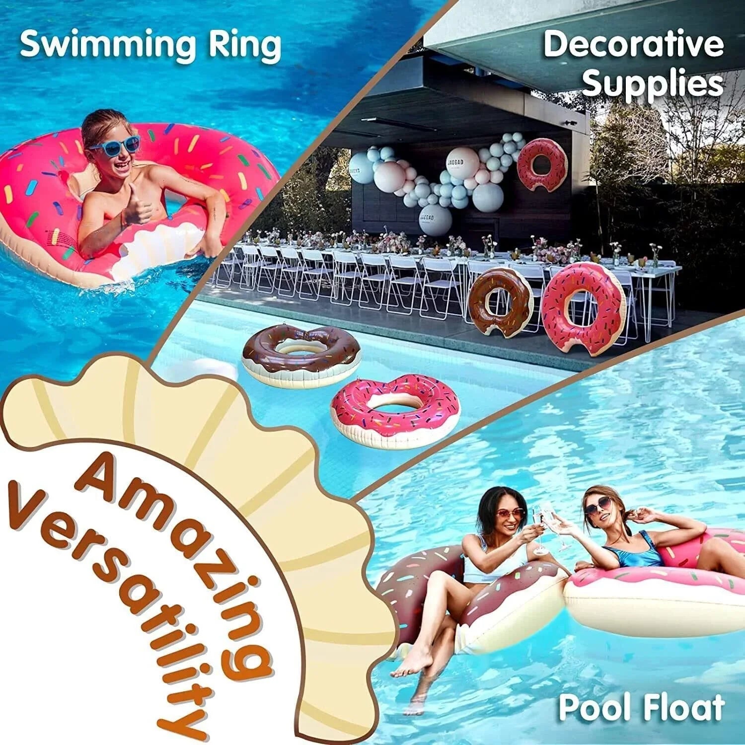 Pool Floatie Donut Ring for Donut Swimming Tube Pool Pool Floats Inflatables Donut Ring Pool Floatie Pool Donut Beach Doughnut Pool DMAR Donut Float Inner Tube Doughnut Donut Pool Doughnut