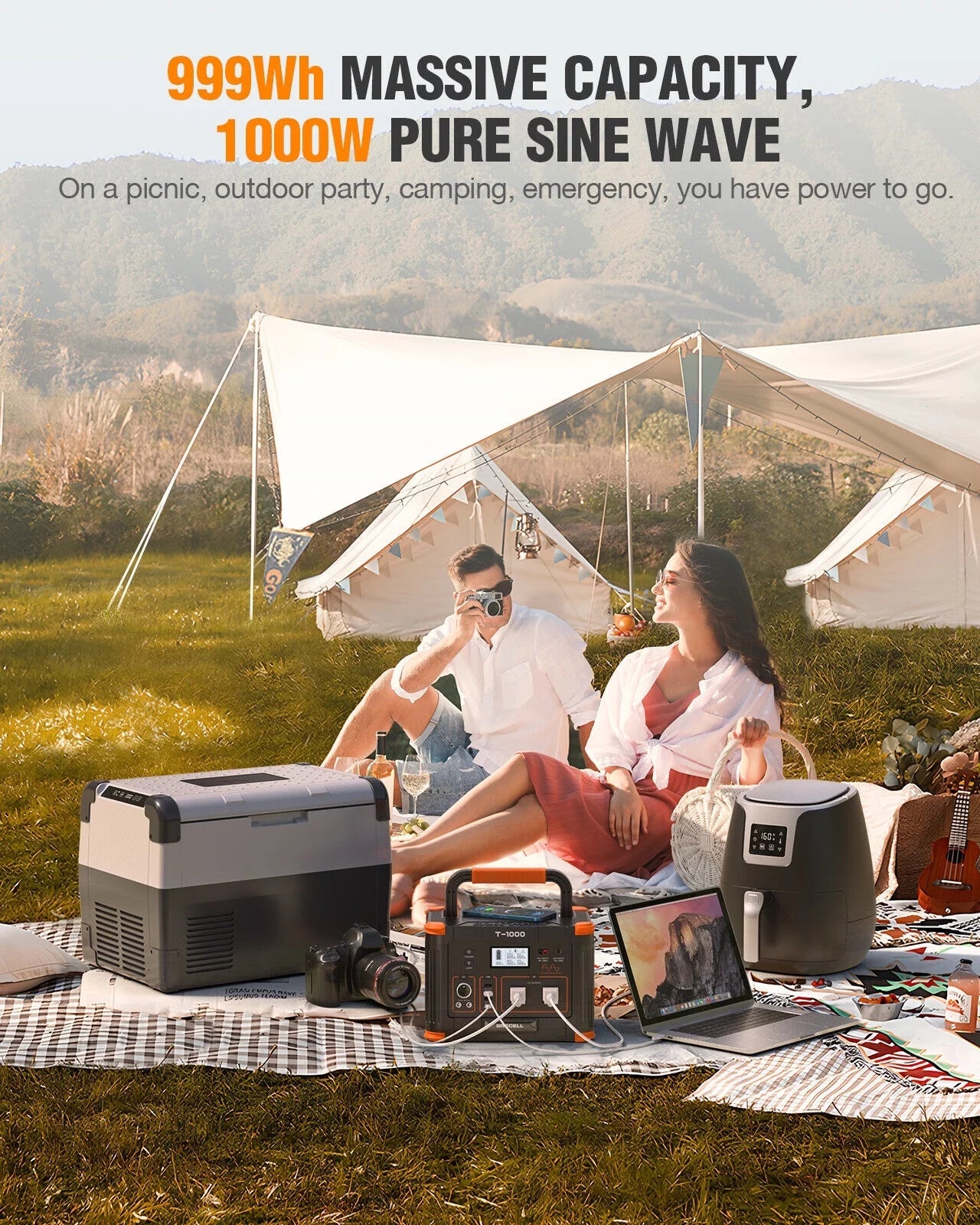 Panel Foldable RV Set Camping + 1000W GRECELL Kits Solar Station for Power 200W
