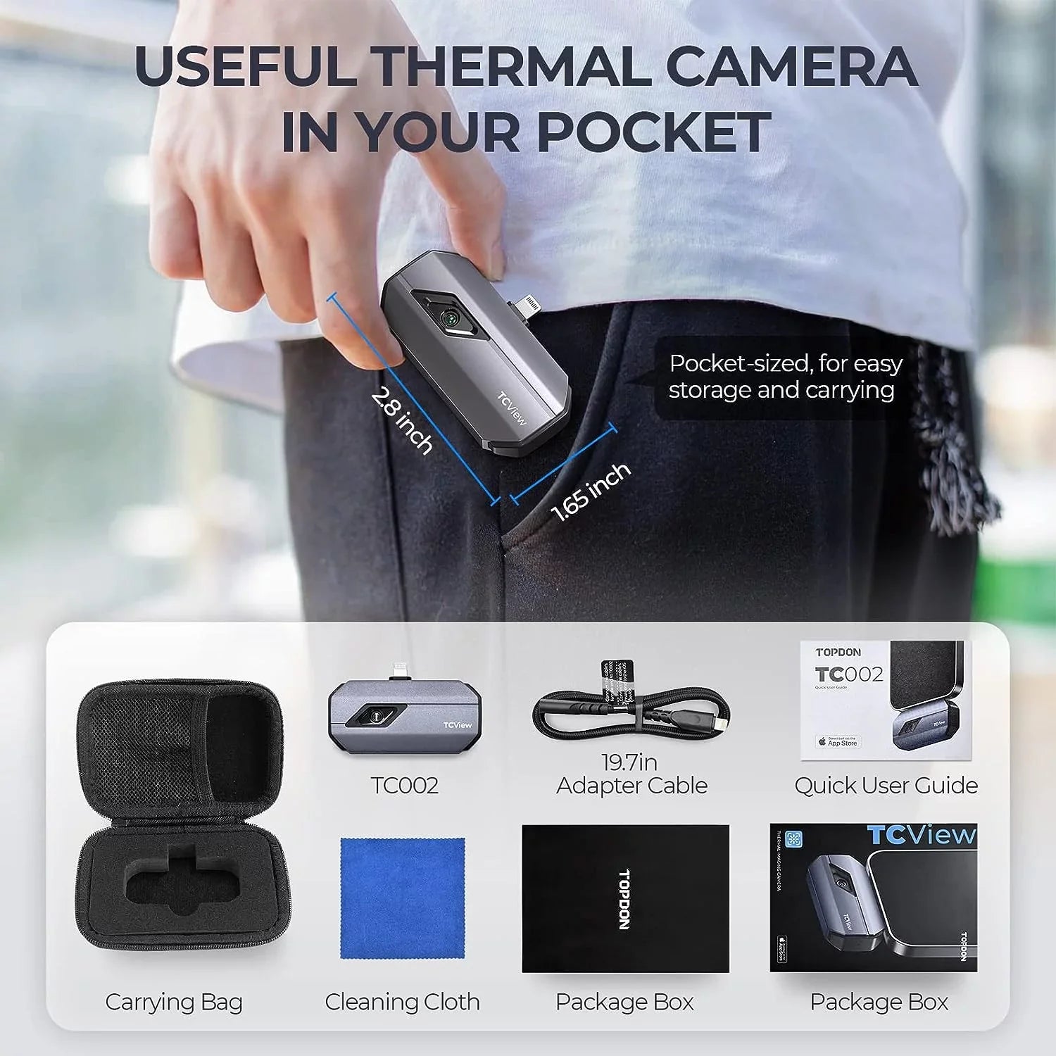 TC002 Camera 40mk iPad) Thermal Temperature Range IR -4F~1022F 256 Imaging Camera, TOPDON Resolution Sensitivity (iPhone & for Thermal 192 iOS Thermal x High