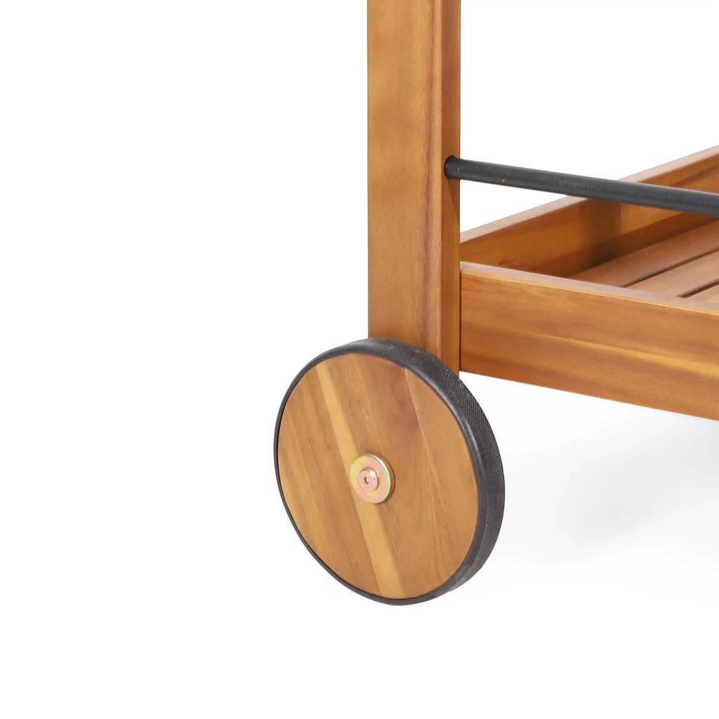Black Studio 2 and Bonneau Holders, Bar with Teak Outdoor Acacia Wood Cart Tiered Bottle GDF