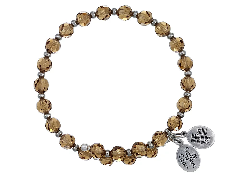 and Silver Spacers, Wind Fire Smoky Bracelet Austrian Tone Wrap Colored Crystal Crystals With