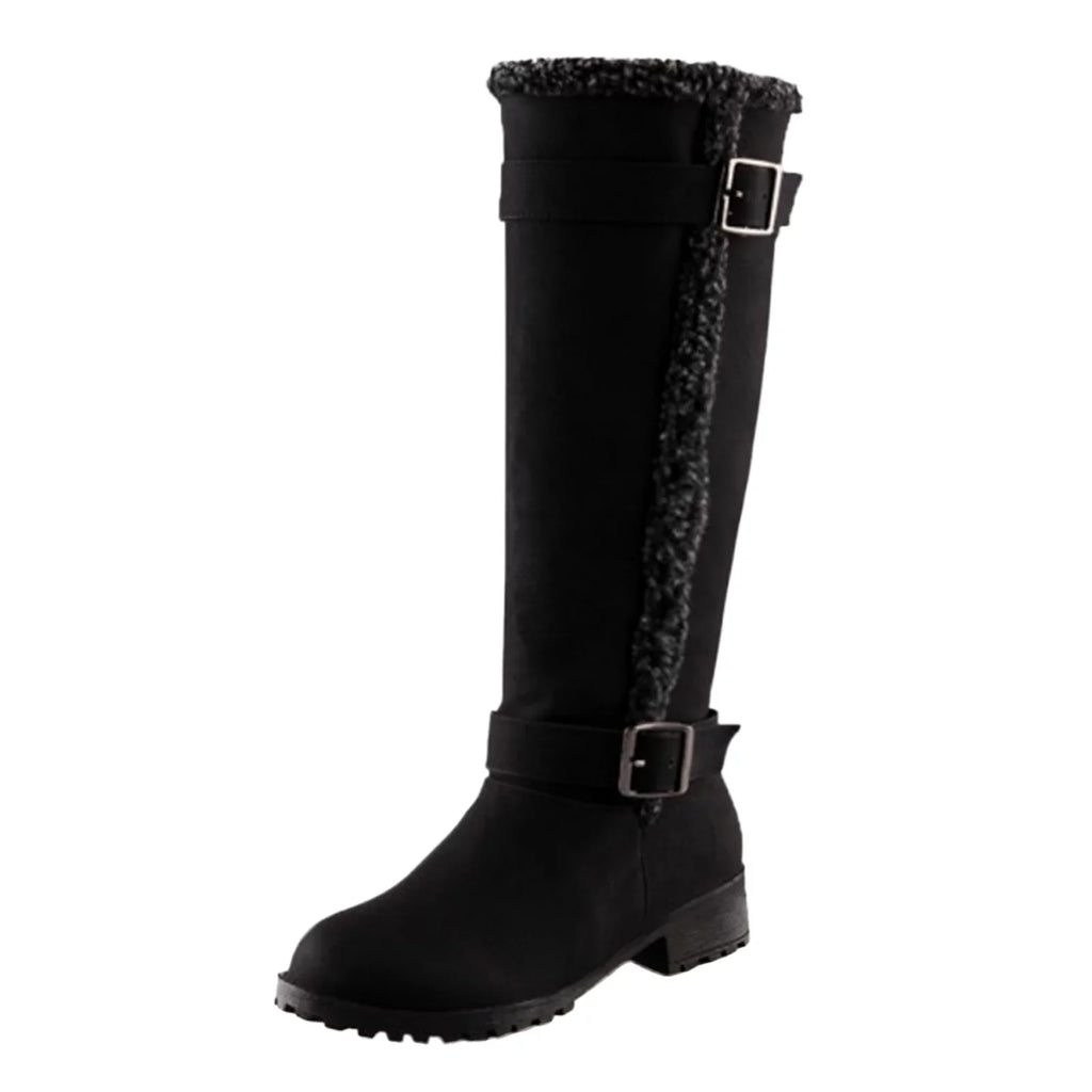 Long Mid Womens Calf Boots High Knee Boots Mid Wide Toe Leather Wide Womens Calf Size Round Women Boots Heel Artificial Calf Rain 11 Booties Zipper for Boots Hiking Womens Womens Boots