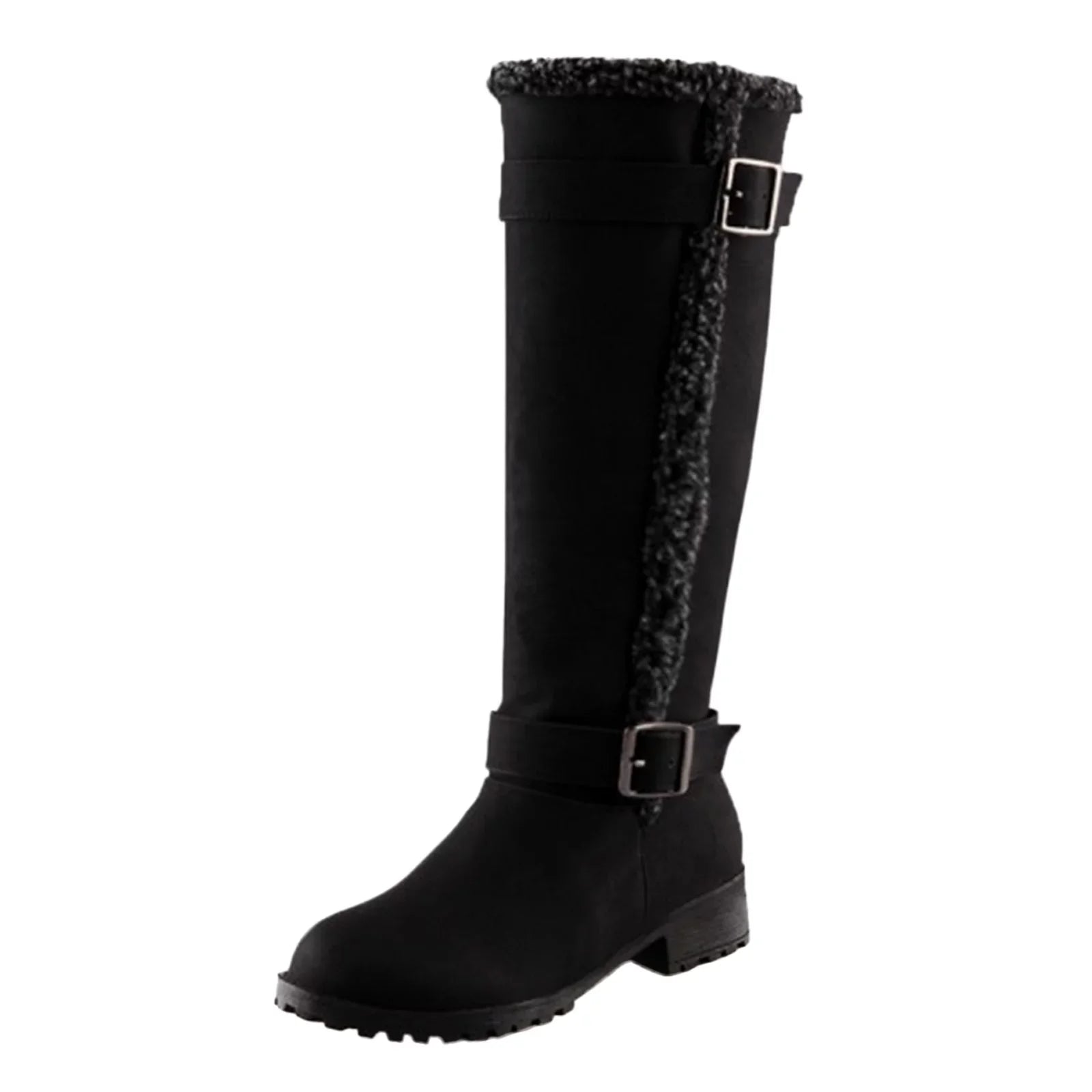 Long Mid Womens Calf Boots High Knee Boots Mid Wide Toe Leather Wide Womens Calf Size Round Women Boots Heel Artificial Calf Rain 11 Booties Zipper for Boots Hiking Womens Womens Boots